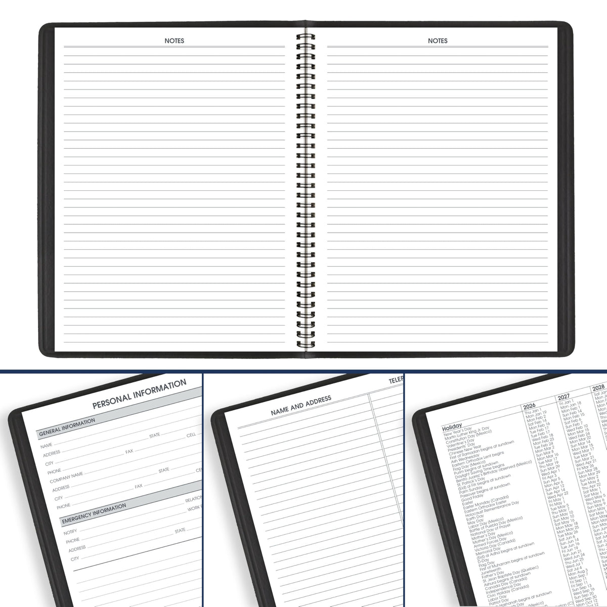 AT-A-GLANCE Planner 2026-2027 Weekly Academic 14-Month July-August, Quarter-Hourly Appointment Book, 7" x 8-3/4", Black (7095805)