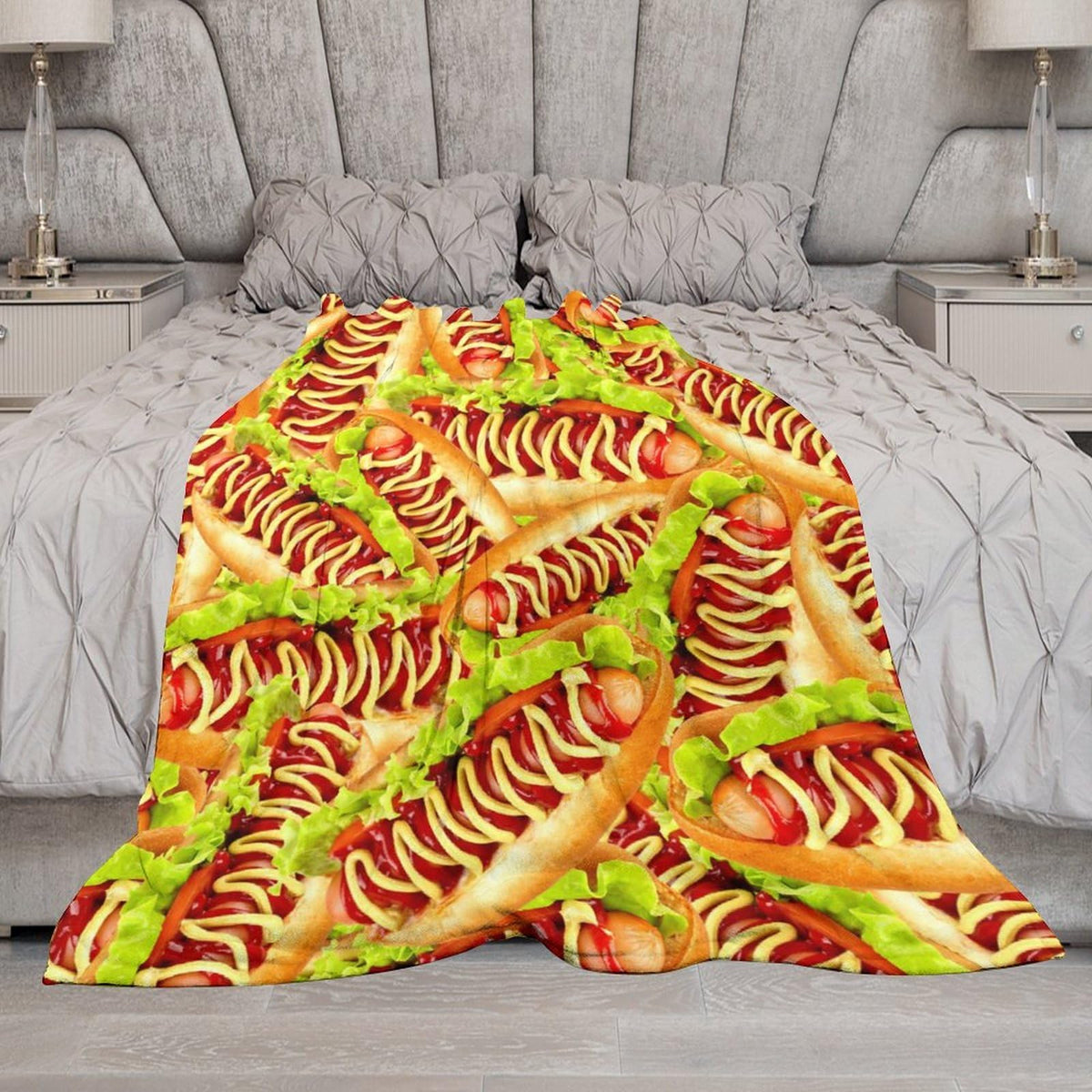 Throw Blanket for Teens Boys Girls and Adults Soft Warm Cozy Funny Food Midweight Flannel Blankets for Couch Sofa Bed Camping Travel Home Decor 50" X 60" (Hot Dog, Custom)