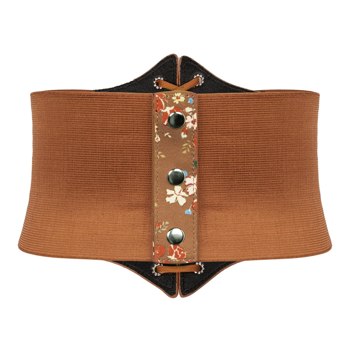 GRACE KARIN Women Waist Corset Brown Leather Corset Belt Printed Wide Belt for Cosplay Halloween(Brown Print,L)