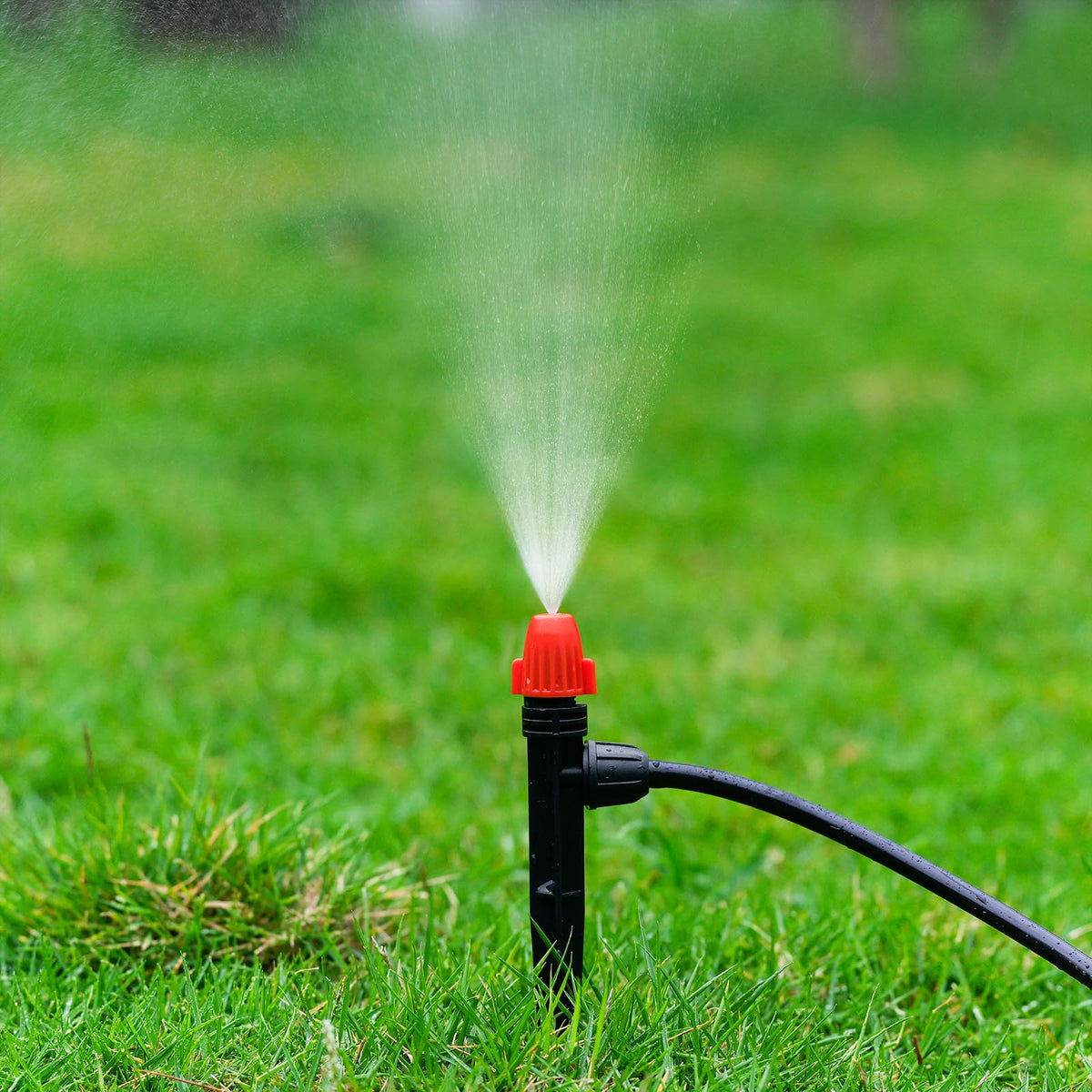 Drip Irrigation Emitters for 1/4" Tubing: Adjustable 360 Degree Drip Spray Emitters with Lock Barbed - Misting Drippers with Stake for Garden Watering System(30pcs)