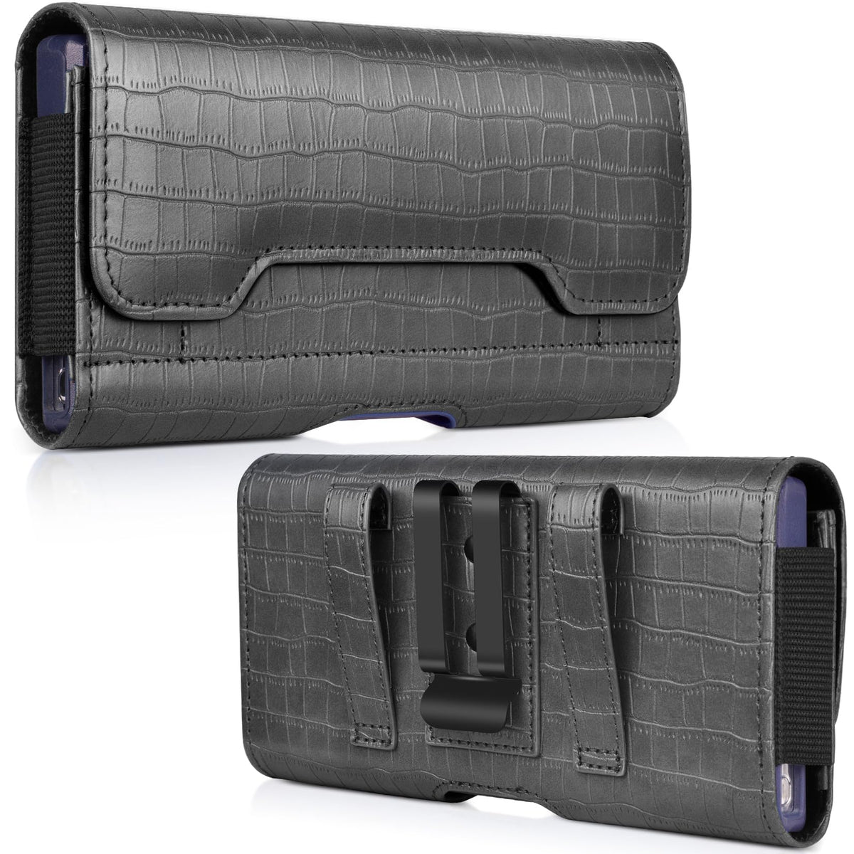 ACCKUO Leather Phone Holster with Strong Metal Belt Clip and Card Holder Compatible with iPhone 17 Air, 16/15/14/13 Pro Max, Galaxy S26/S25/S24/S23/S22 Plus and FE for Everyday Protection, L-Grey