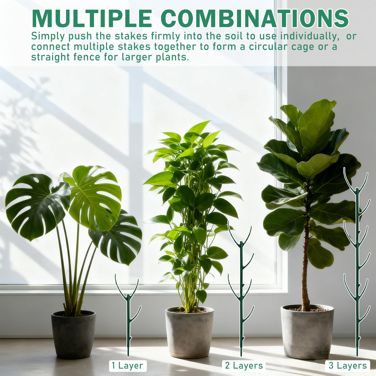 10 Pack Stackable Monstera Plant Support Stakes, Half Round Climbing Plant Pole Sticks Structures for Indoor/Outdoor Plants, Garden Accessories for Potted, Pothos, Philodendron & Vine Plants