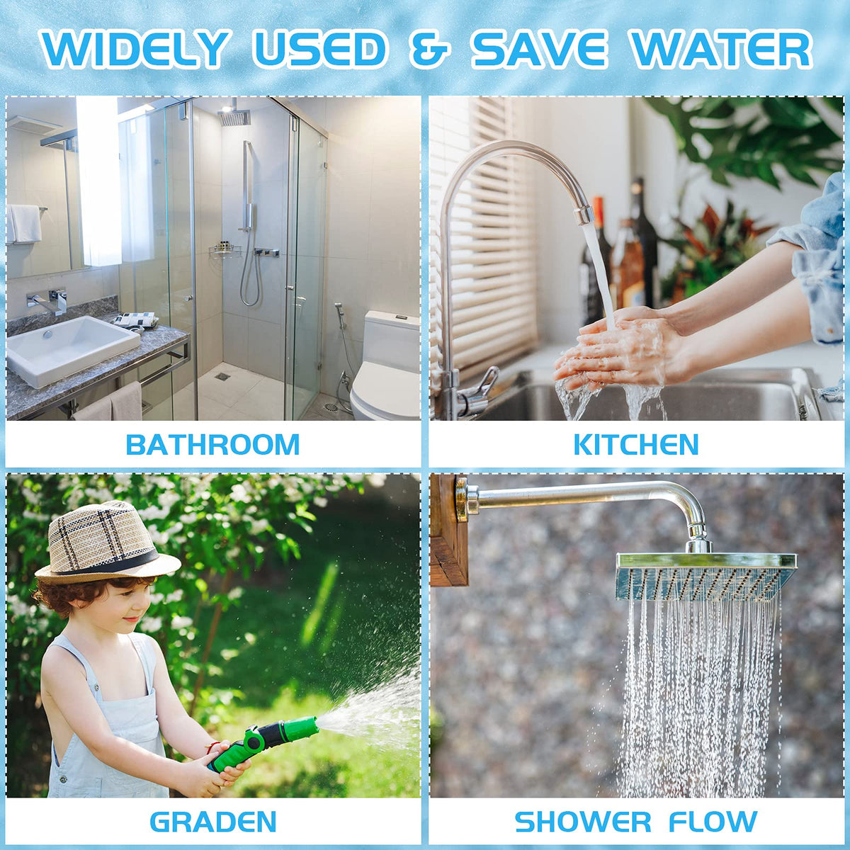 Honoson 1 Set Shower Flow Reducer Limiter Set 1/2 Inch Flow Restrictor Control Valve for Fixed Handheld and Shower Head 1.2/1.5/1.8/2/ 2.2/2.5 Gpm