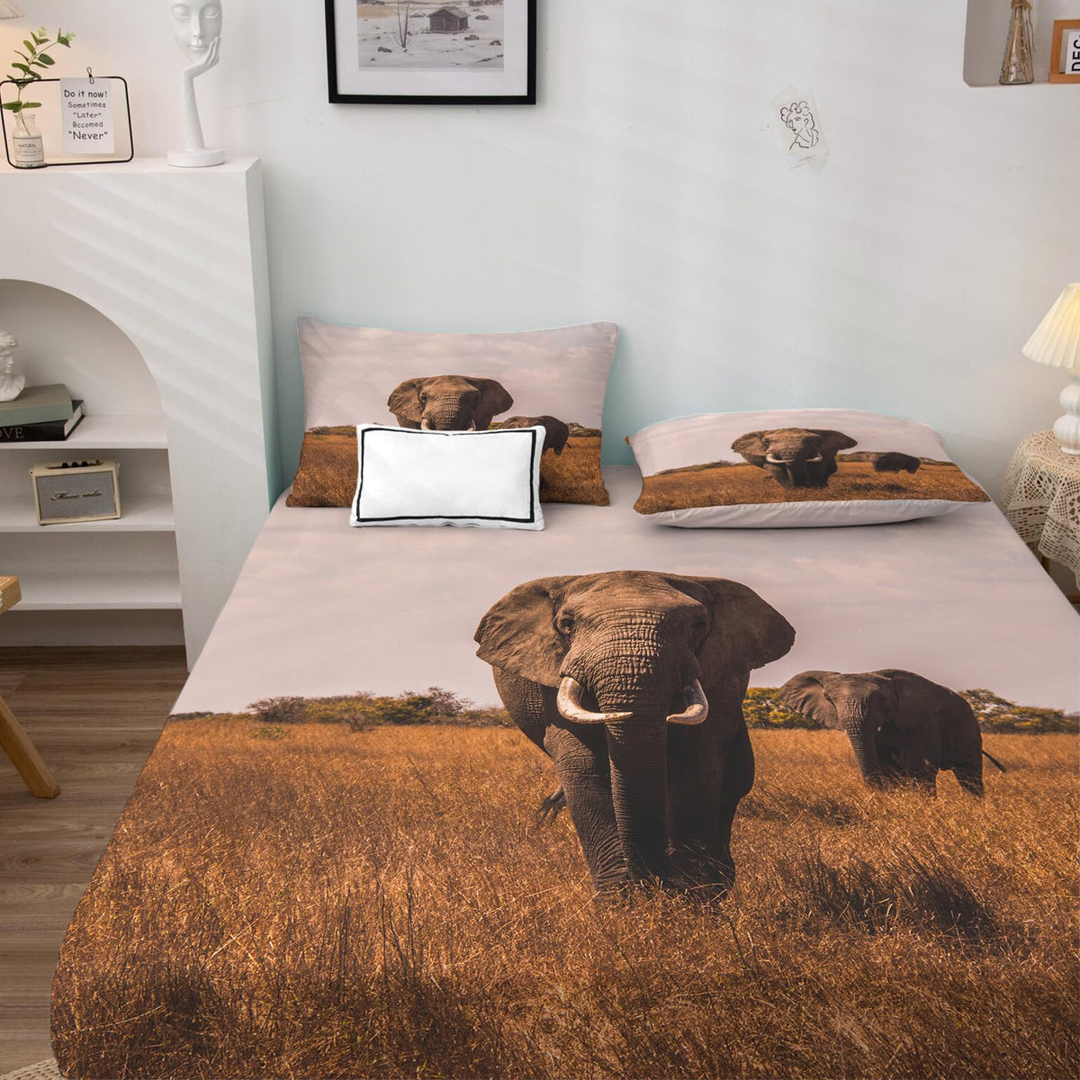 THYUNQ Elephant Sheets Full Size Bed, 3D Animal Pattern Bedding Sheets & Pillowcases - 16 Inch Deep Pocket, Super Soft Microfiber Printed Sheet Set 4 Piece