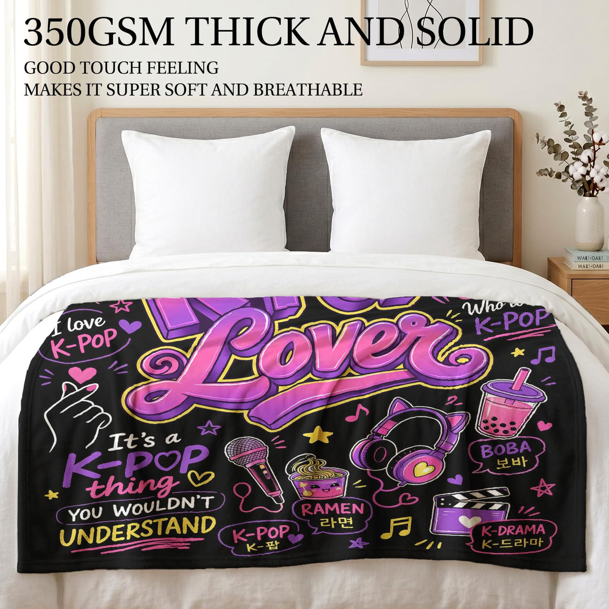 Jekeno Kpop Blanket for Girls Teens Flannel Throw Blanket Cute K pop Lover Gifts Cozy Fleece Blanket Soft Bed Couch Decorative Cover Travel Bedding Kpop Gifts