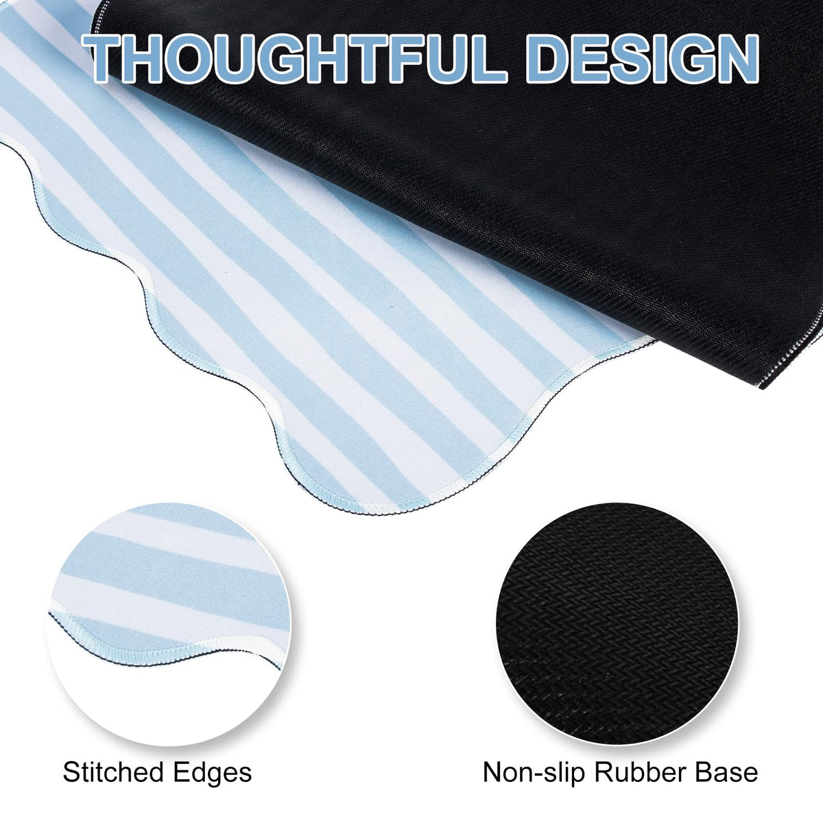 L-SPOUTTO Blue Striped Mouse Pad,Scalloped Desk Mat XXL Large Geometric Gaming Mousepad,35.4x15.7in Non-Slip Rubber Base Keyboard Pad Waterproof Desktop Mat for Laptop Computer Game Home Office