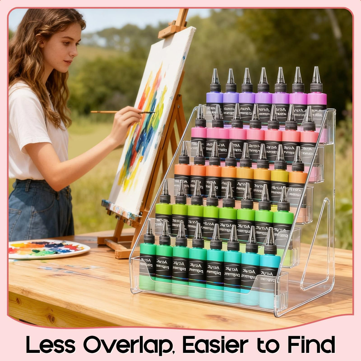 Vowcarol Clear Acrylic Paint Organizer Tall Version - 5 Layers, Miniature Paint Holder, Craft Organizer Rack