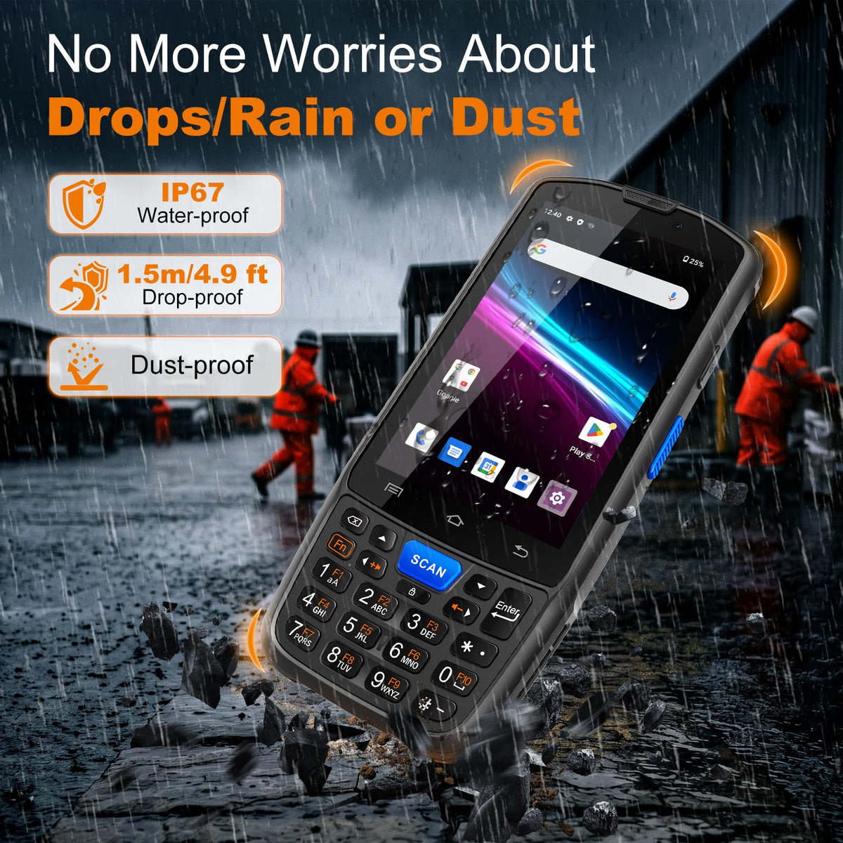 FARSET F7 Android 14 Barcode Scanner PDA, HW-N6603 1D/2D/QR Scan Engine, NFC, 5000mAh Removable Battery, IP67 Rugged for Warehouse & Logistics, 2026