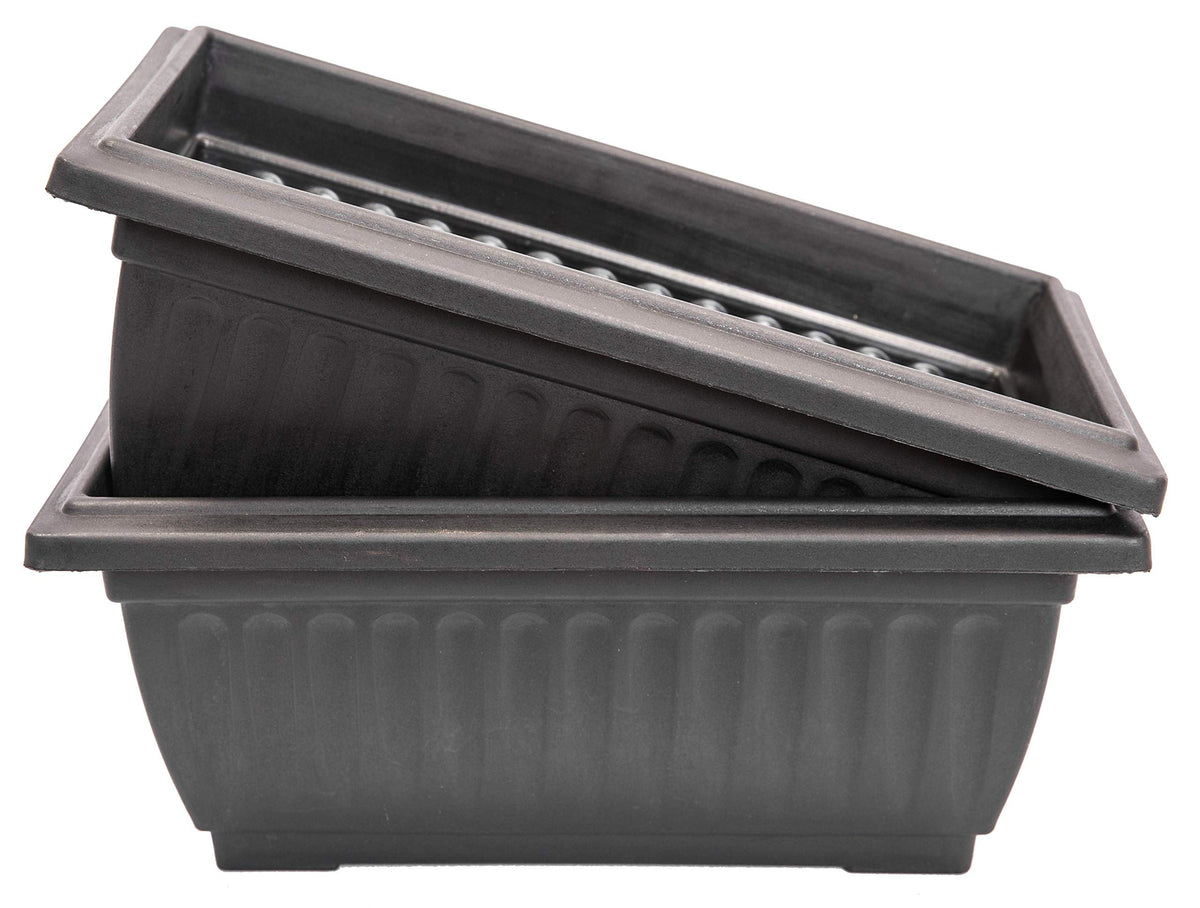 Sapphire USA 2 Pack Combo Rectangle Planter with Hole for Better Drainage for use in Garden Patio Office Ornaments Home Decor (14 Inches, Black)