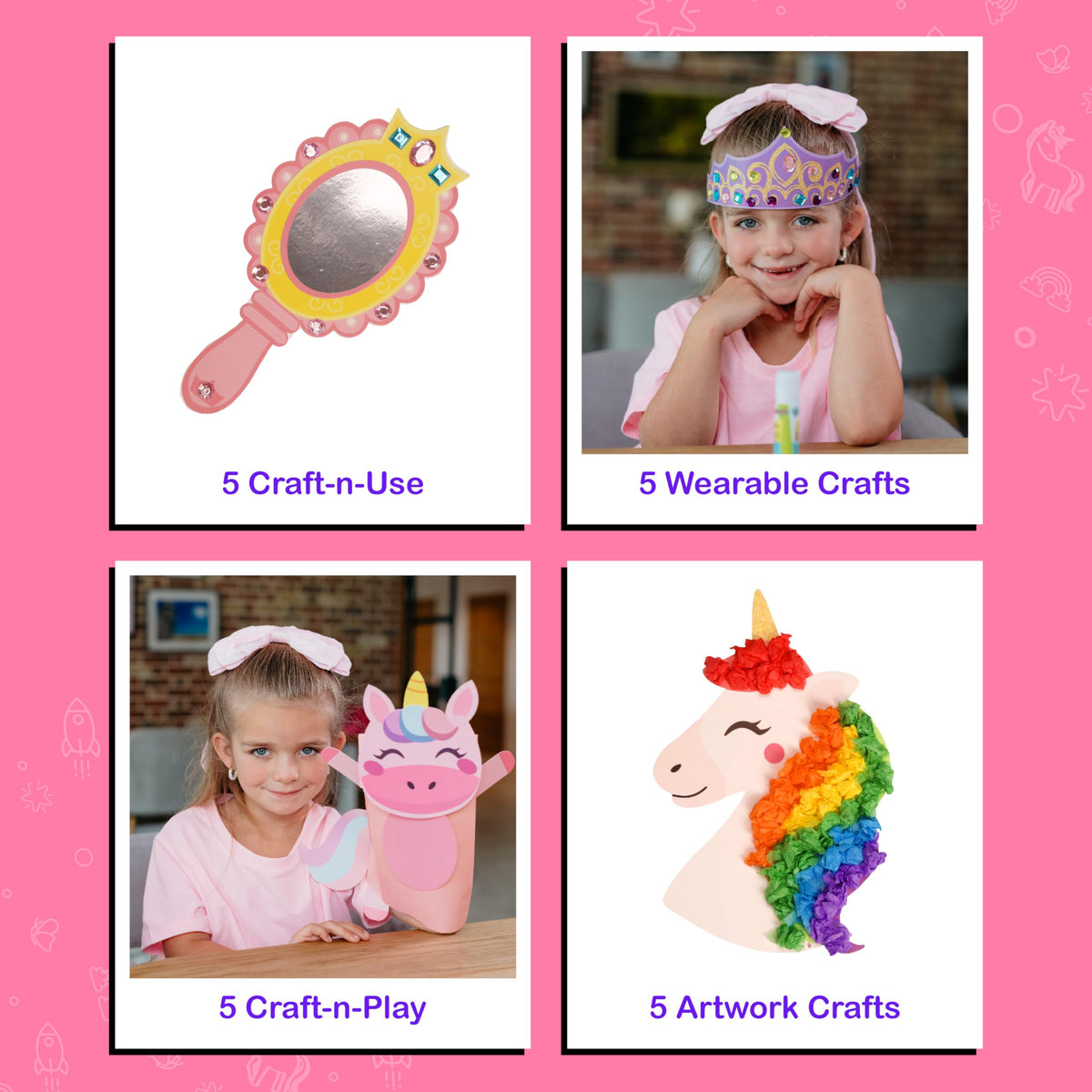Craftikit® 20 Award-Winning Princess & Unicorn Crafts for Kids Ages 3-10 Years, All-Inclusive Toddler Arts and Craft Kits for Kids, Fun Toddler Craft Box for Girls in Preschool