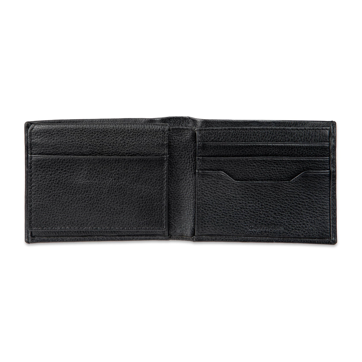 Calvin Klein Men's Leather Passcase Wallet with Keychain, Black, One Size