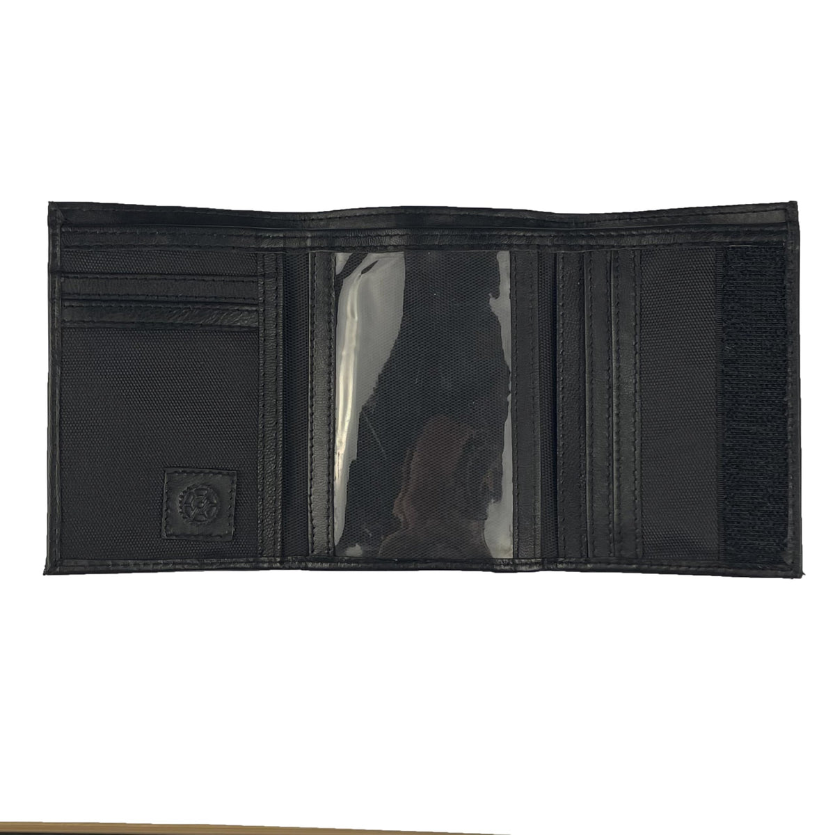 Sprocket Men's Nylon Trifold Wallet with Leather Trim and ID Window (Black)