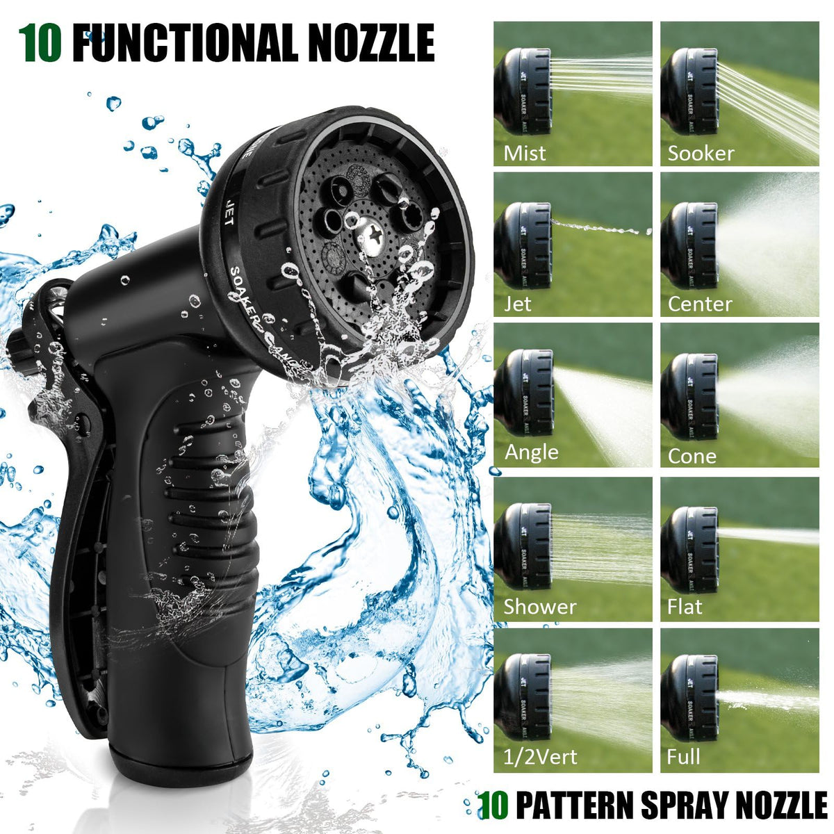 100ft Garden Hose, Heavy Duty Metal Water Hose 100 ft with 10 Function Nozzle, Flexible No-Kink, Pet-Proof & Puncture-Proof Stainless Steel Outdoor Hose for Yard