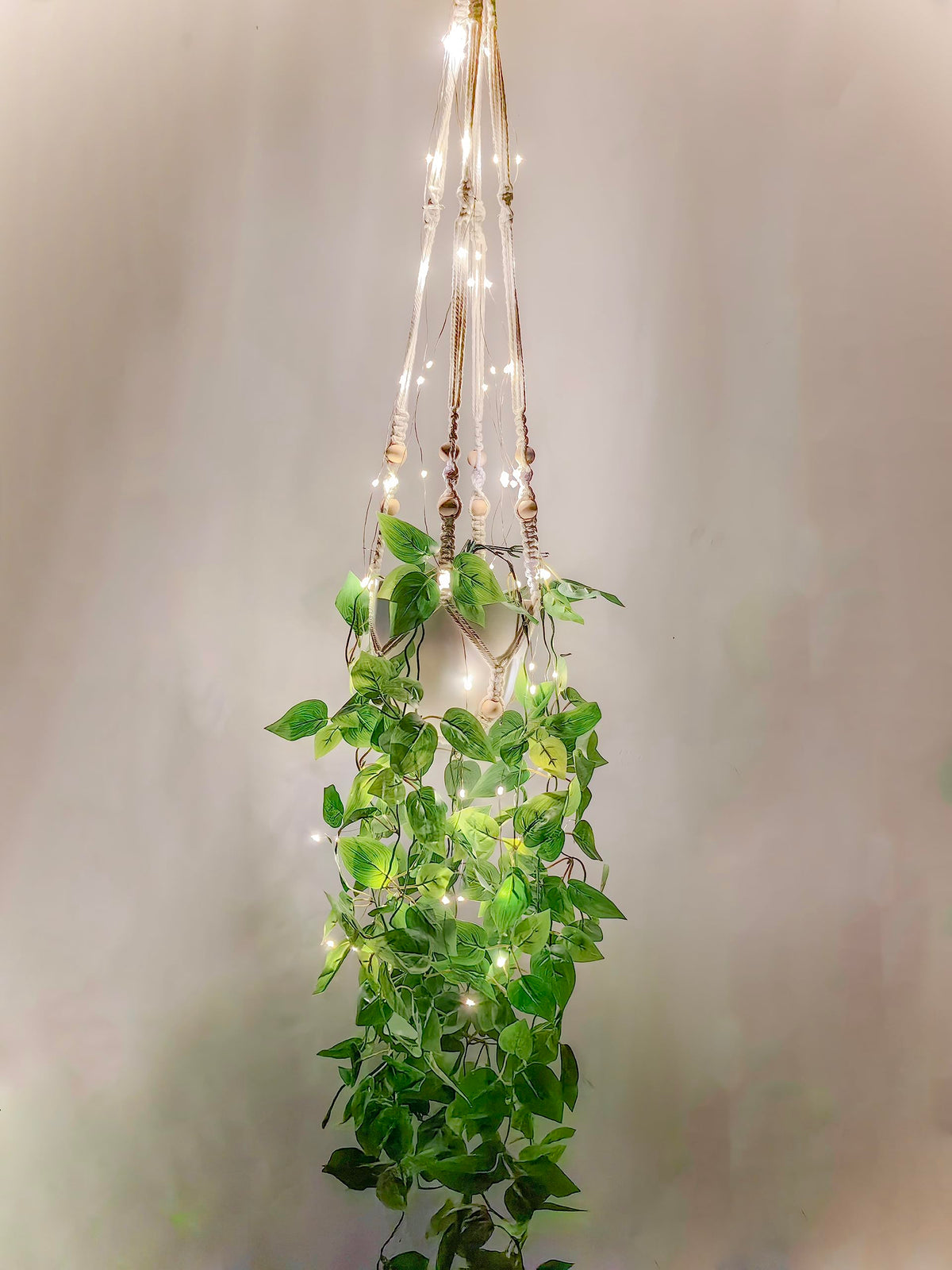 Comtelek Fake Hanging Plants with Lights Artificial Plants for Home Decor Macrame Plant Hanger with Fake Vines Faux Hanging Planter for Wall Ceiling Bedroom Bathroom Kitchen Office Boho Decor Indoor