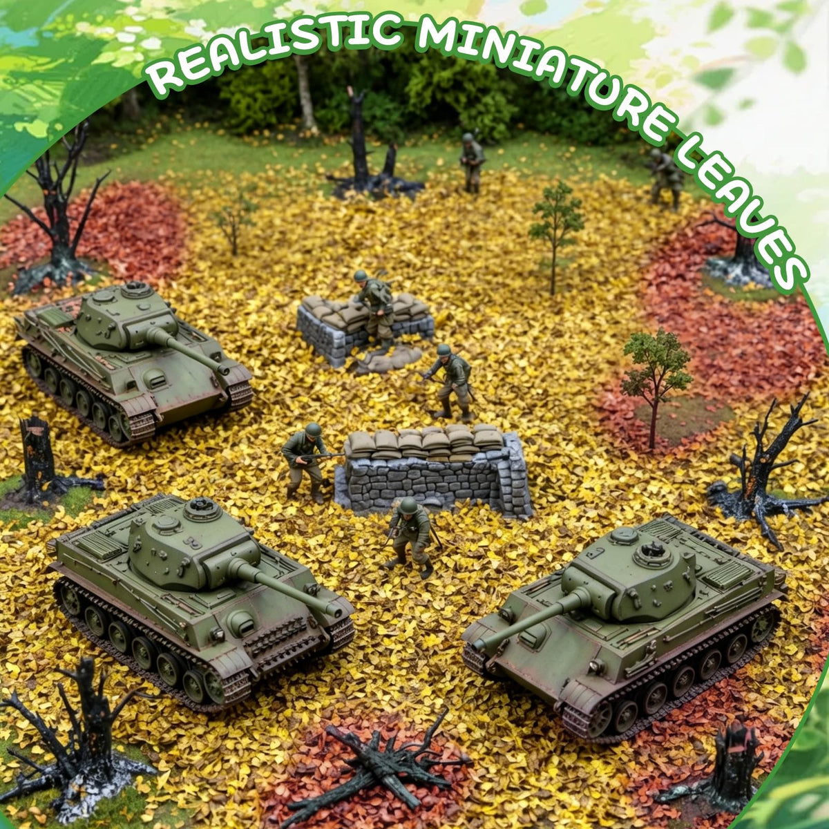 Warmtree Realistic Miniature Leaves Simulation Leaves for DIY Mini Model Railway Fairy Garden Architecture Diorama Scenery Landscape Layout Diorama Village Accessories, Pack of 4