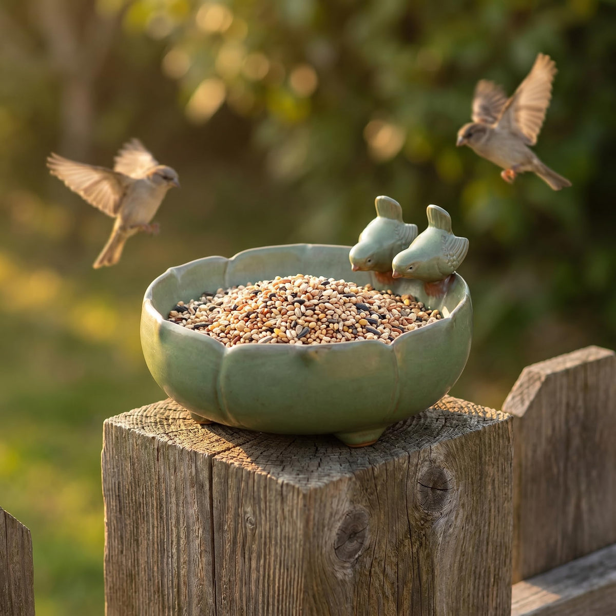 Lxdzsm Ceramic Bird Bath – 5.9” Birdbath Bowl Only, Small Bird Bath & Bird Feeder, Bird Water Bowl for Ground Bird Bath, Bee Bath, Ceramic Bird Baths for Outdoors, Garden Courtyard Decoration