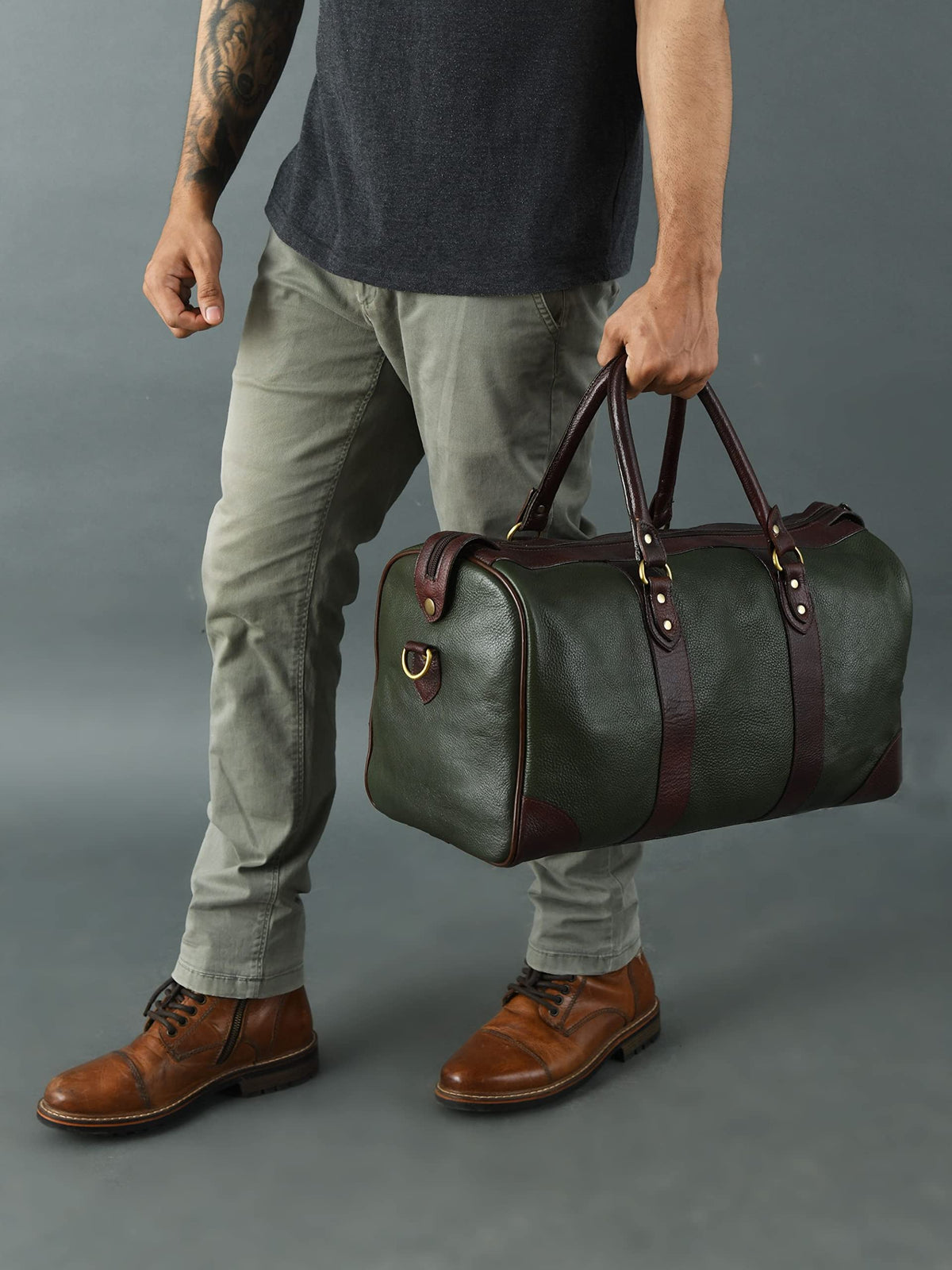 Adyan Leather Duffle Bag Travel Carry on Weekender Luggage Overnight Bags for Women and Men