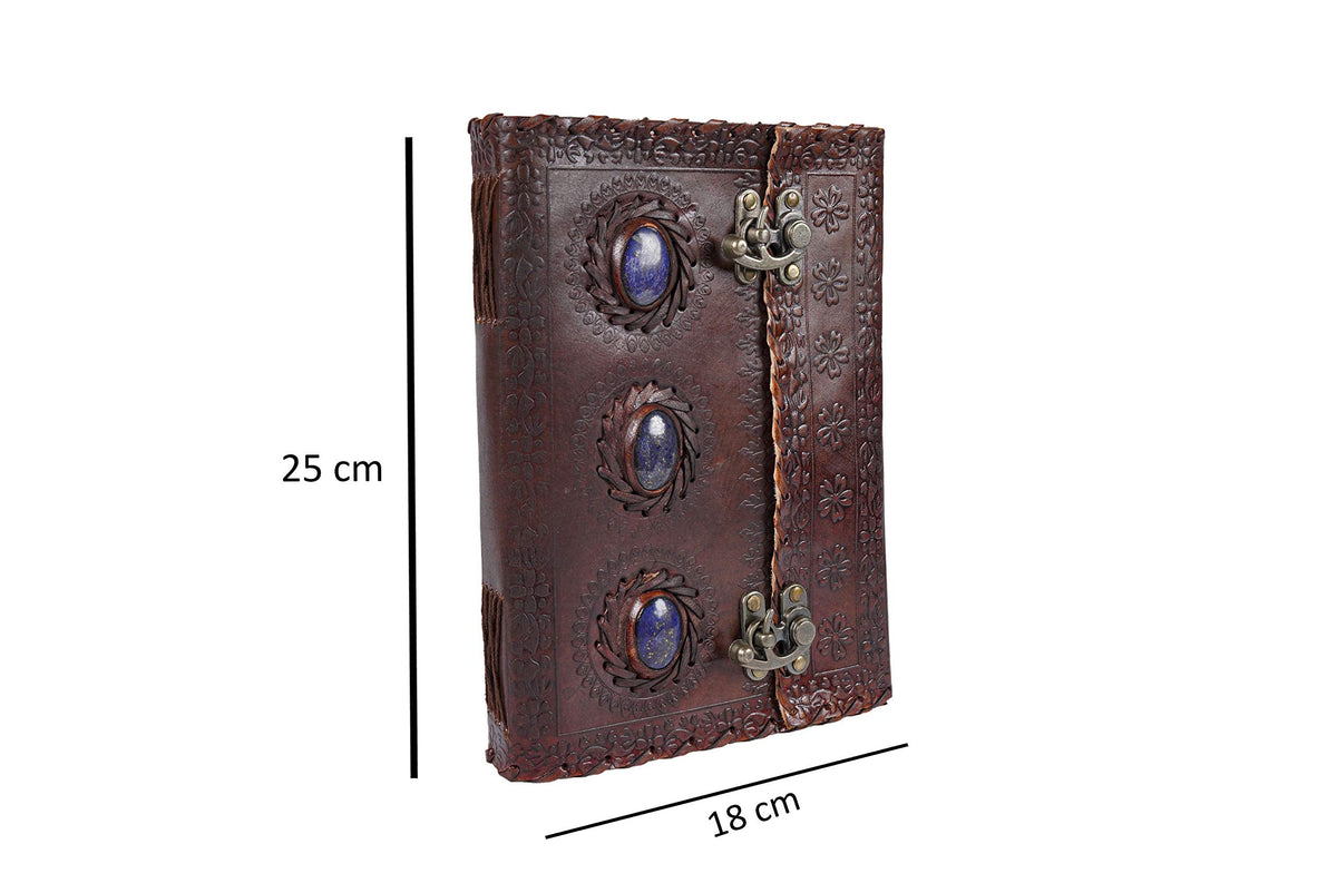 Leather Journal Medieval Stone Embossed Handmade Book of Shadows Vintage Notebook Office Diary College Poetry Sketch Book 10 x 7 Inches - Gift for women & men