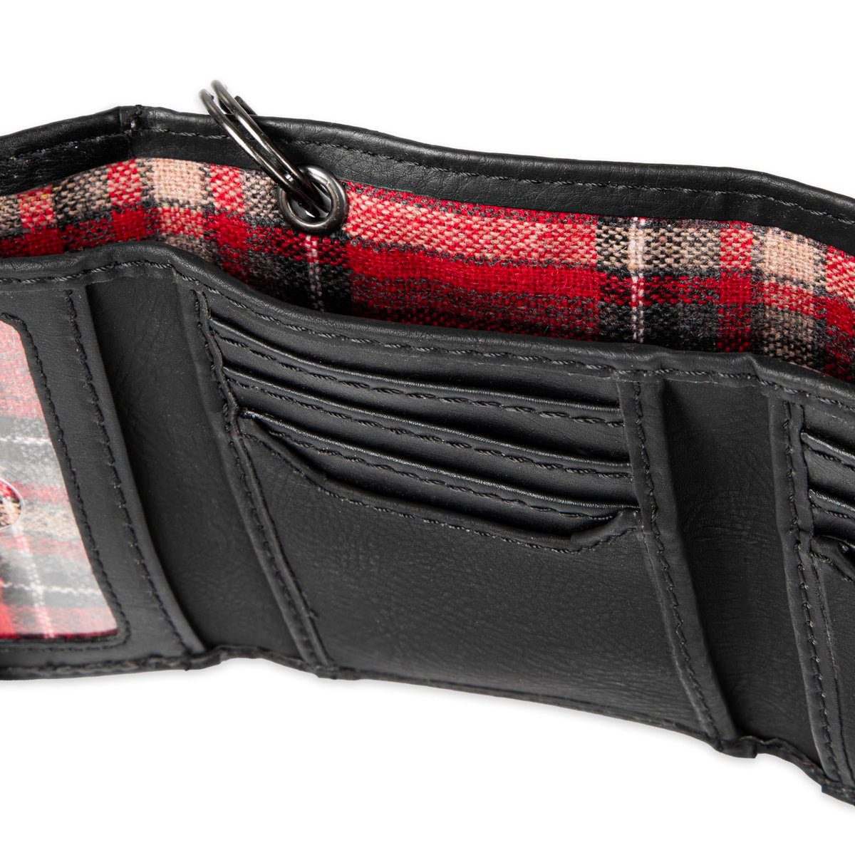 Levi's Men's Trifold Wallet - Sleek and Slim Includes ID Window and Credit Card Holder,Black with Chain