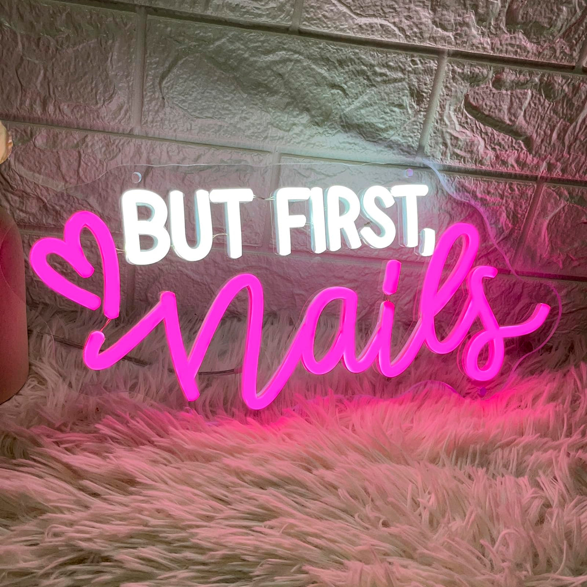 But First Nails Neon Sign for Wall Decor, LED Nails Neon Signs for Nail Room, Beauty Room, Salon Bar, Bedroom, Nails Neon Lights Christmas Birthday Gift for Girls, Lover, Friend