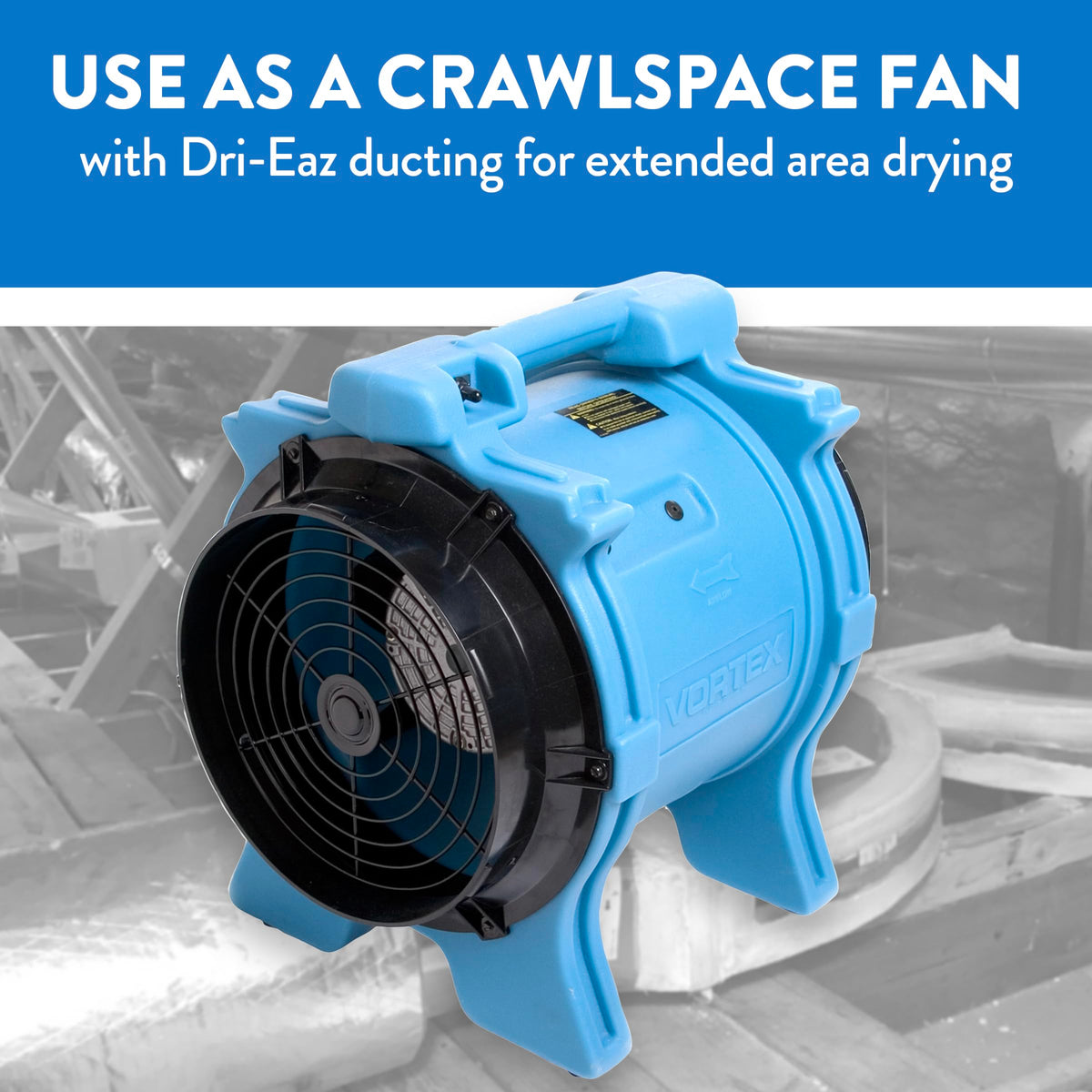 Dri-Eaz Vortex 1.0 HP Ventilation Fan (F174-BLU), Air Mover Blower Fan