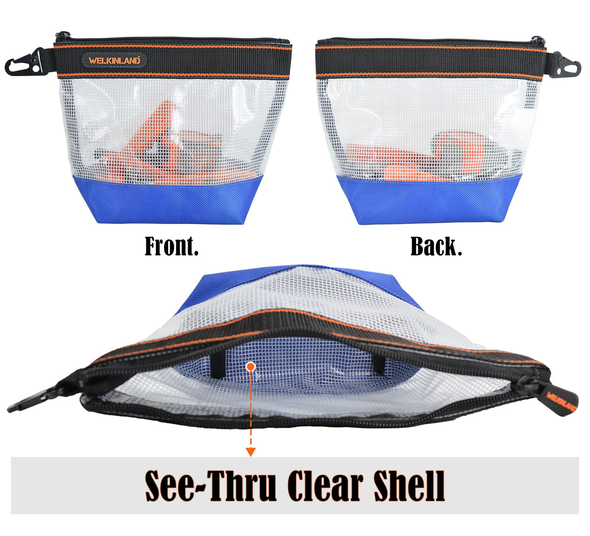 WELKINLAND 10-Inch Clear Tool Pouch Organizer - 4 Pcs Zipper Tool Bags
