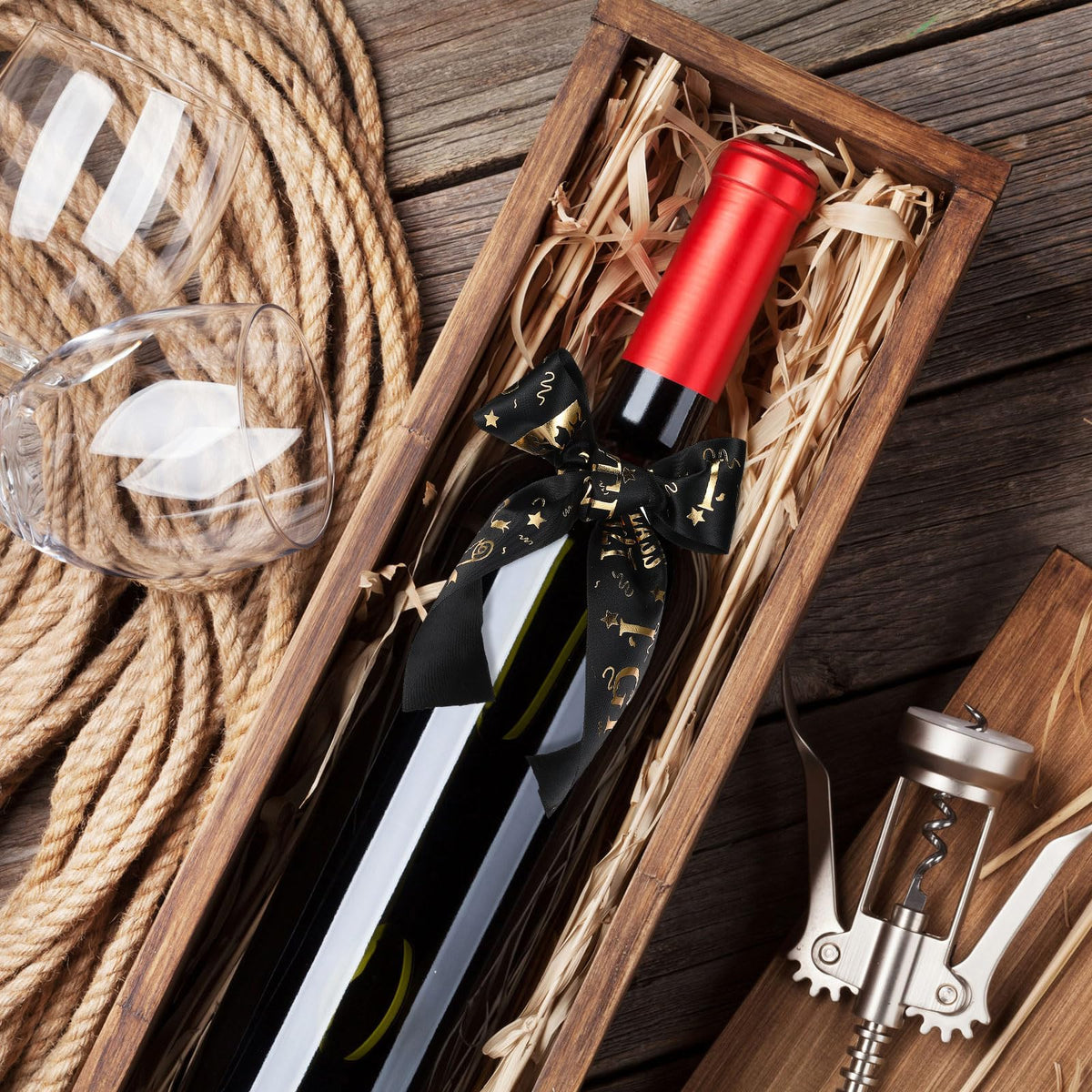 WILLBOND 2 Rolls Class of 2026 Graduation Craft Ribbons 7/8 Inch x 10 Yards Congrats Grad Black White Gold Satin Ribbon for Graduation Party Favors Ribbon for Wrapping Gifts Headband Bow