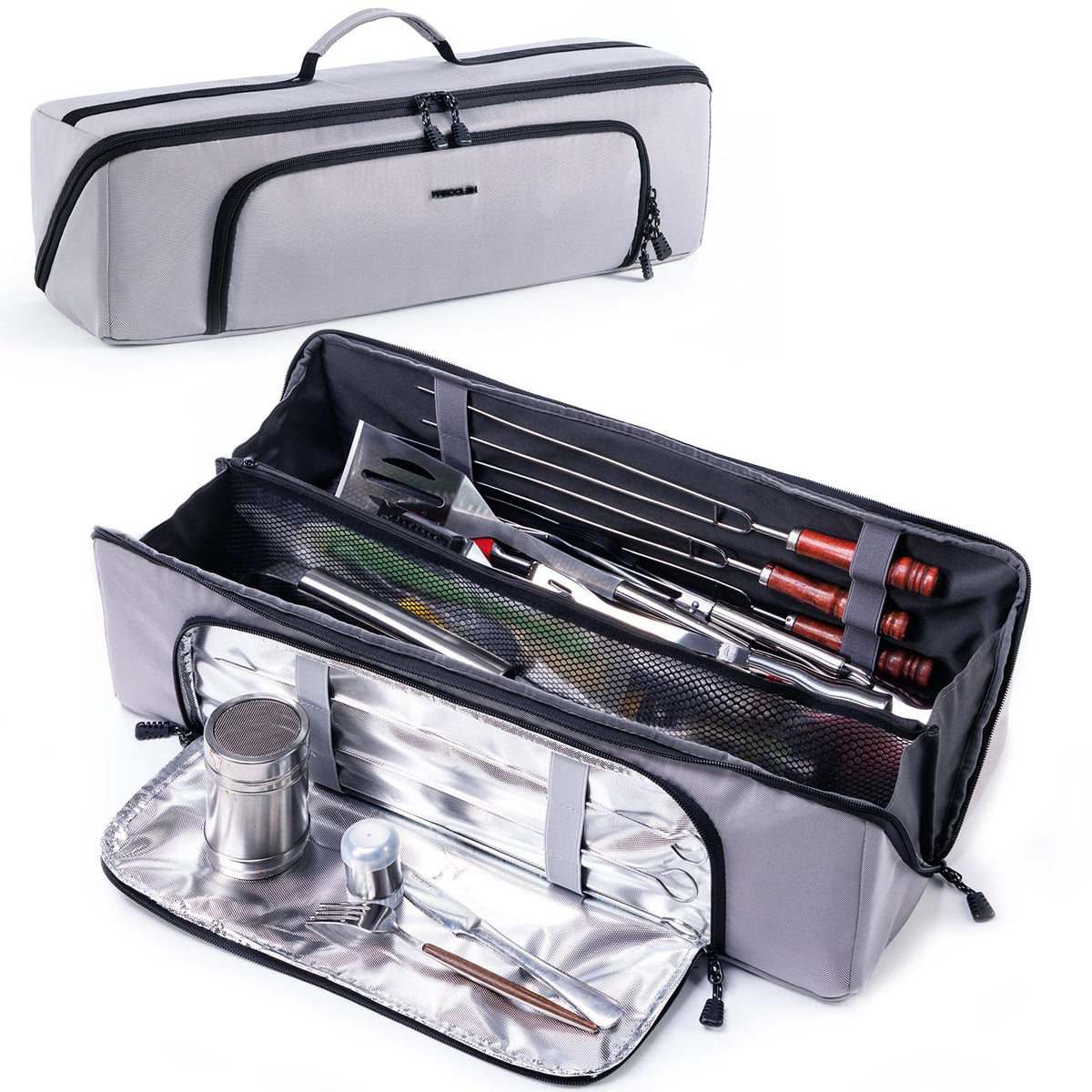 22" Grill Tool Bag, Heavy Duty BBQ Accessories Organizer with Wide-Open Design, Large Griddle Utensil Storage Bag for Blackstone, Camping, Tailgating, BBQ Gifts for Men（Bag Only）
