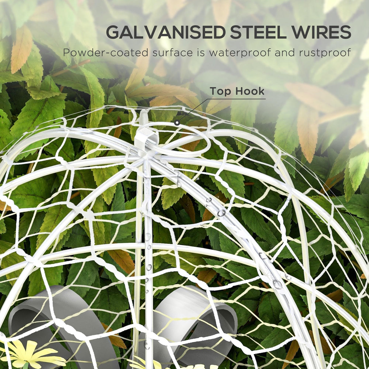 6-Pack Garden Chicken Wire Cloche, 16" x 13" – Metal Plant Protectors, Stackable Crop Cages, White, Animal Barrier for Outdoor Gardens