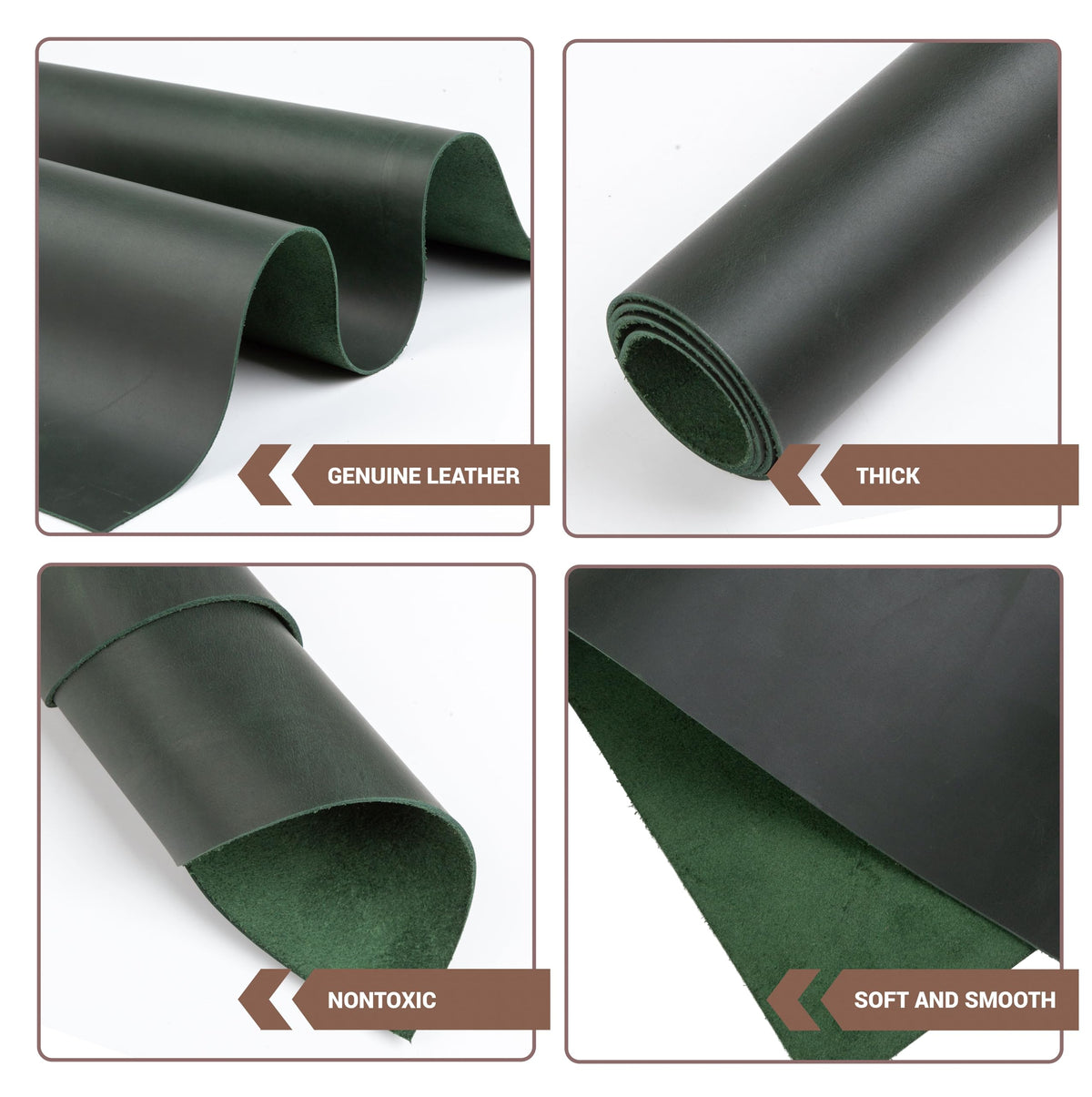 Shkira 12''X24'' Genuine Light Green Leather Sheets for Crafts - Square - 2.0MM Thick Genuine - Thick Cowhide Pieces Square - Leather Sheet for Arts and Crafts