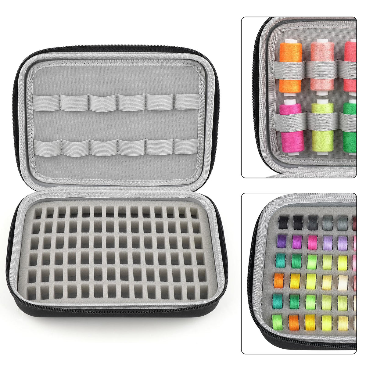 Bobbin Holder Case Thread Organizer, Spool Storage Container Holds Up to 84pcs Bobbins and 24pcs Sewing Thread Spools Compatible with Brother for Janome for Babylock for Singer (Box Only)
