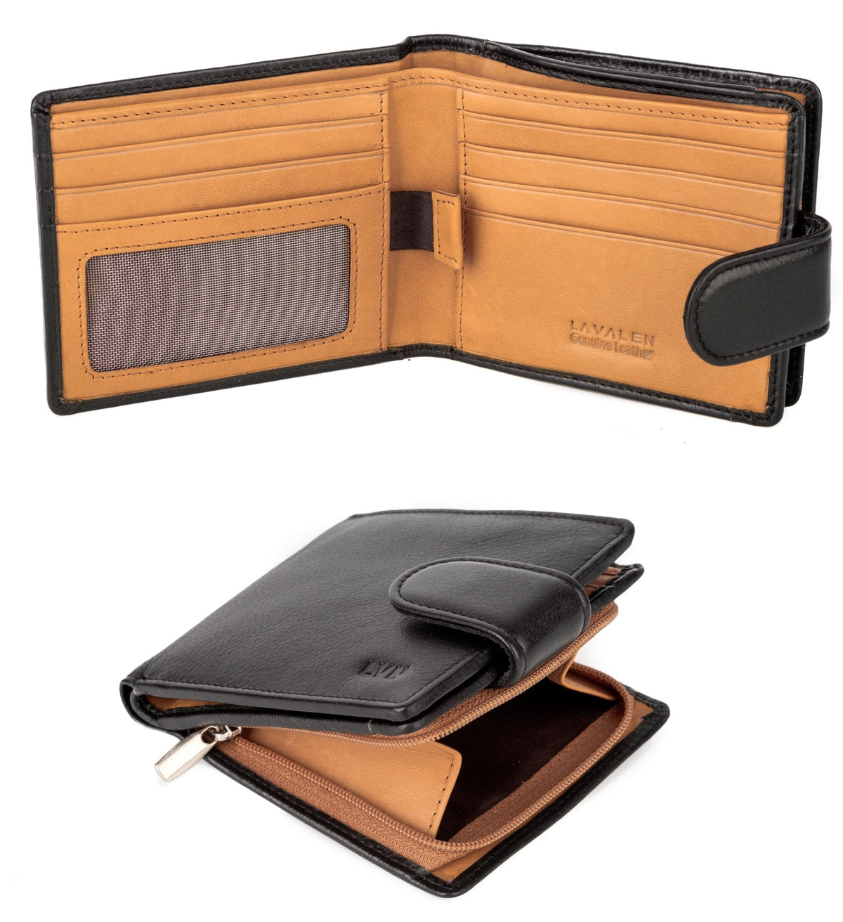 Lavalen Soft Leather Wallet for Men – Genuine Bifold with Zipper Coin Pocket – Holds Bills, Credit Cards, Coins – RFID Blocking Protection – Stylish, Durable & Practical Leather Wallet for Men