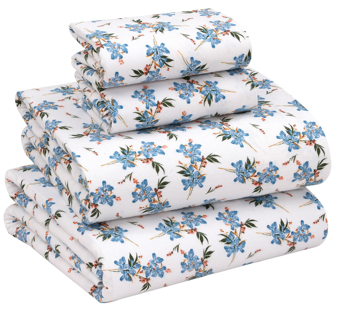 RUVANTI Flannel Sheets Queen Size - 100% Cotton Double Brushed Bed Sheets, Deep Pockets 16 Inches Queen Sheet Set, All Seasons Breathable & Extra Soft - Warm & Cozy, 4 Piece, Cloud Nine