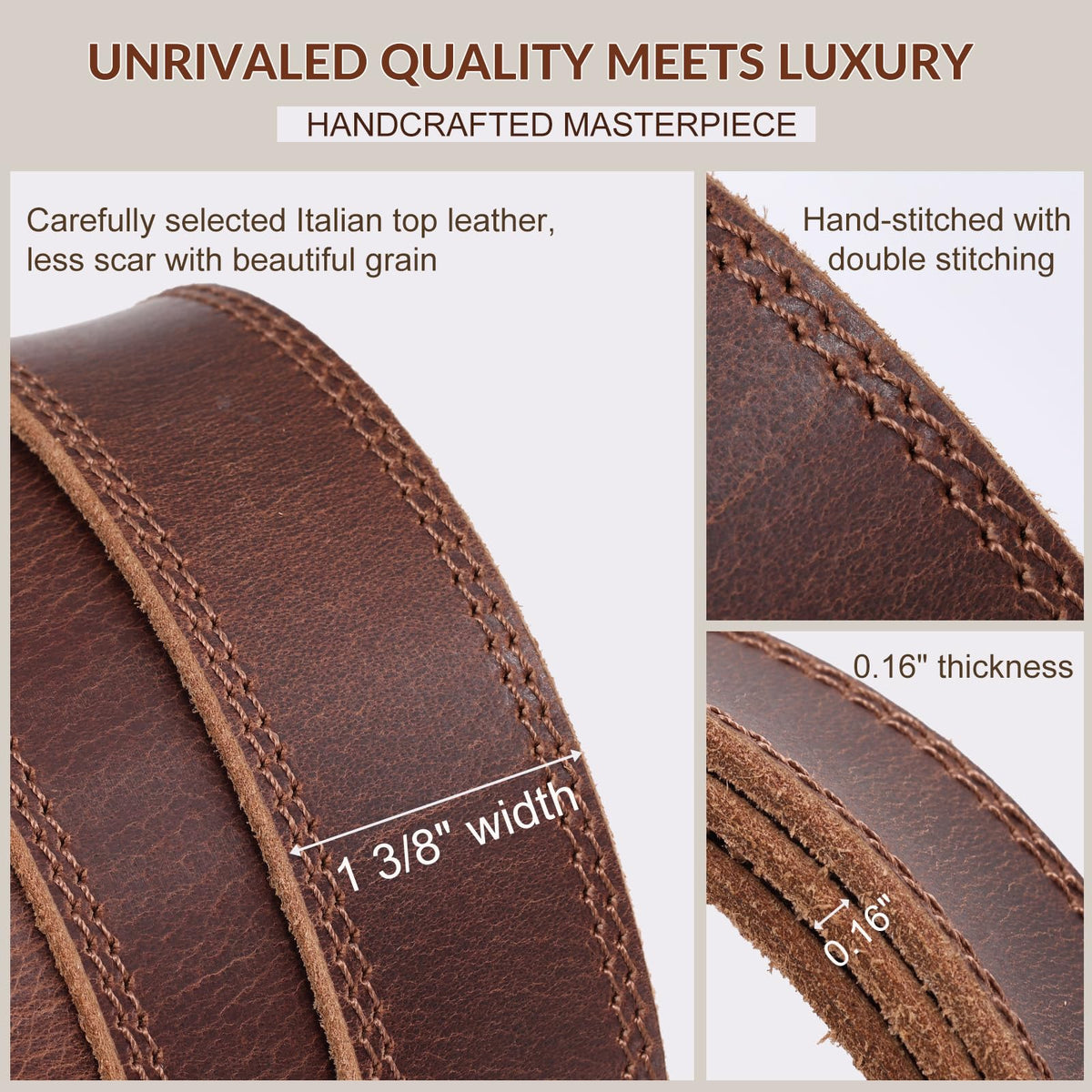 OZNDAS Mens Leather Belt, Ratchet Belts for Men Full Grain Leather Handmade, 100% Italian Top genuine Leather Dress Belts