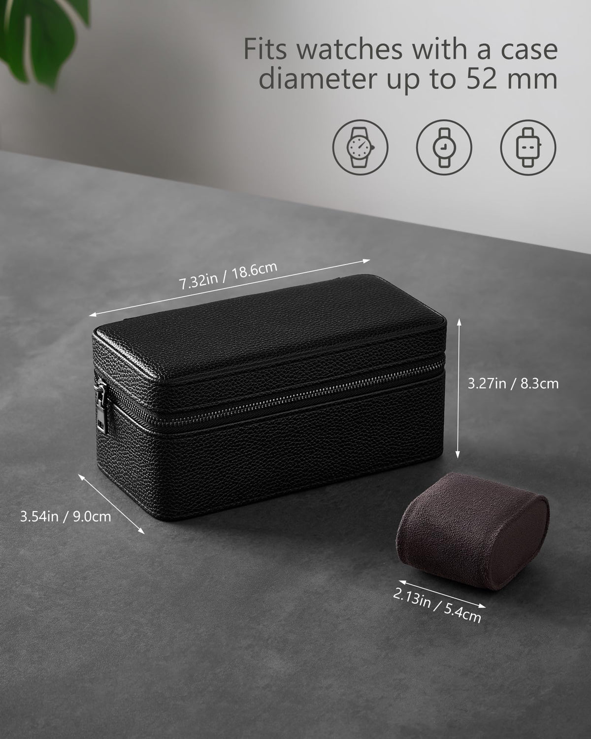 ProCase Black 12 Slot Watch Box and Black 3-Slot Watch Travel Case Bundle, 2-Tier Pull-Out Drawer Organizer, Clear Top Display Lid, Jewelry and Sunglasses Storage, Portable PU Leather Watch Holder