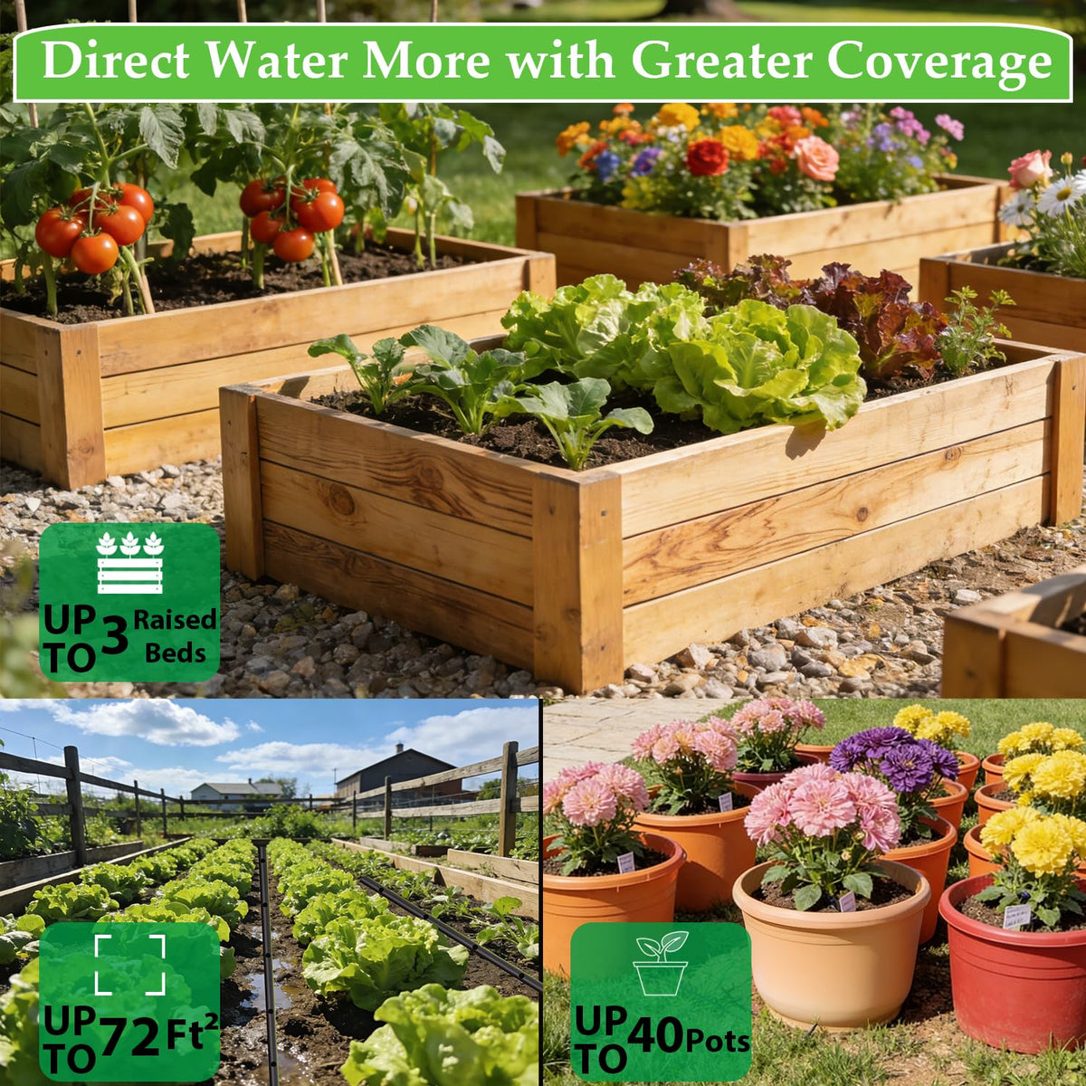MIXC 1/4" Irrigation Dripline Tubing Kit (100 Ft Roll) with 10Ft 1/2" Main Line, Saving 80% Water, 6" Emitter Spacing, 0.5GPH Emitters Built-in Drip Irrigation Line with 1/4" Push-to-Connect Fittings