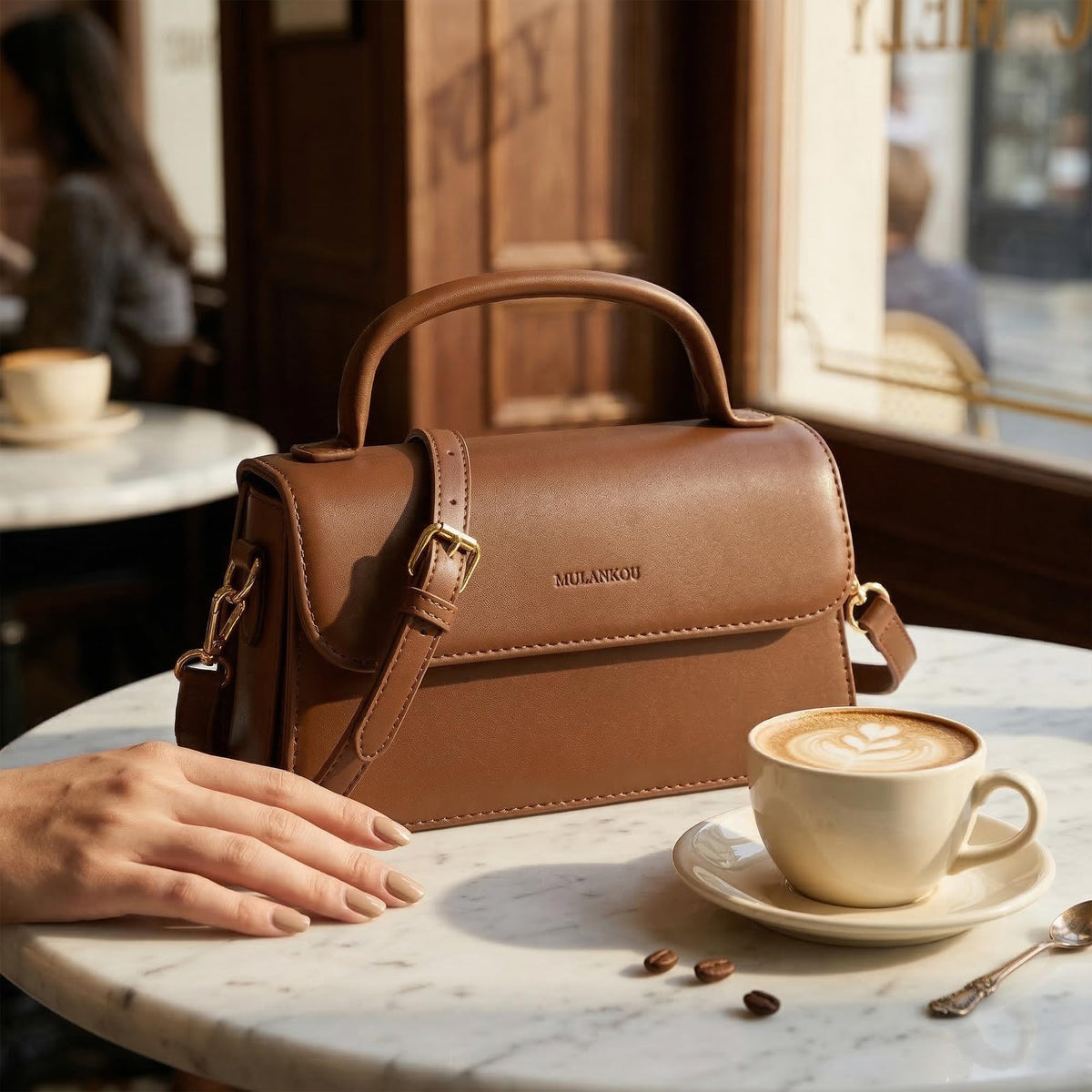 Perphy Crossbody Bag for Women Top Handle Shoulder Bags Leather Small Handbags with Adjustable Strap 8.7 * 3.1 * 5.1 inches Brown