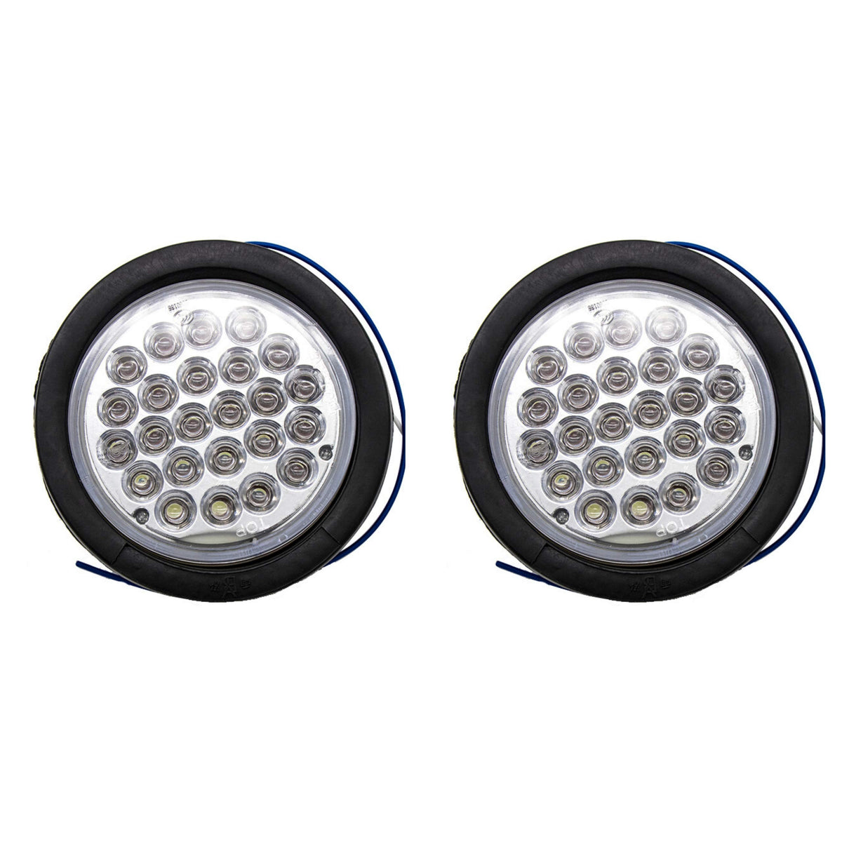 All Star Truck Parts 4in Round LED Trailer Tail Light 24 LEDs IP67 Waterproof Model ASTPL012R4C2 White