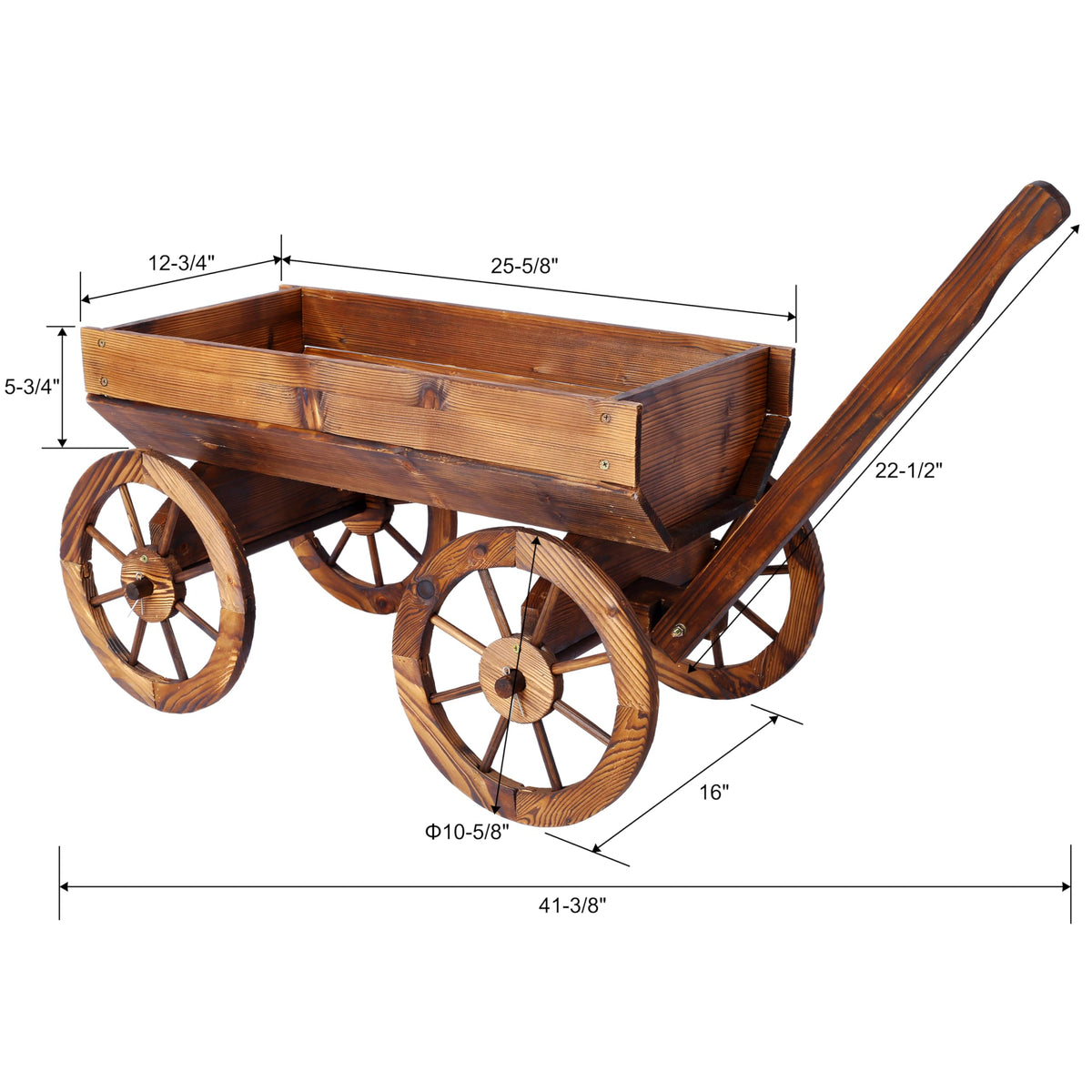 YiayiGo Rustic Wood Wagon Wheel Barrel Planter - Decorative Display Outdoor Plants Garden Decorative Garden Planter, Brown (Model 2)