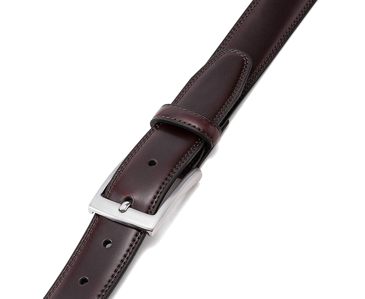 MILORDE Leather Belt for Men, Fashion & Classic Design for Dress and Causal (Size 34 (Waist 32), Mahogany)