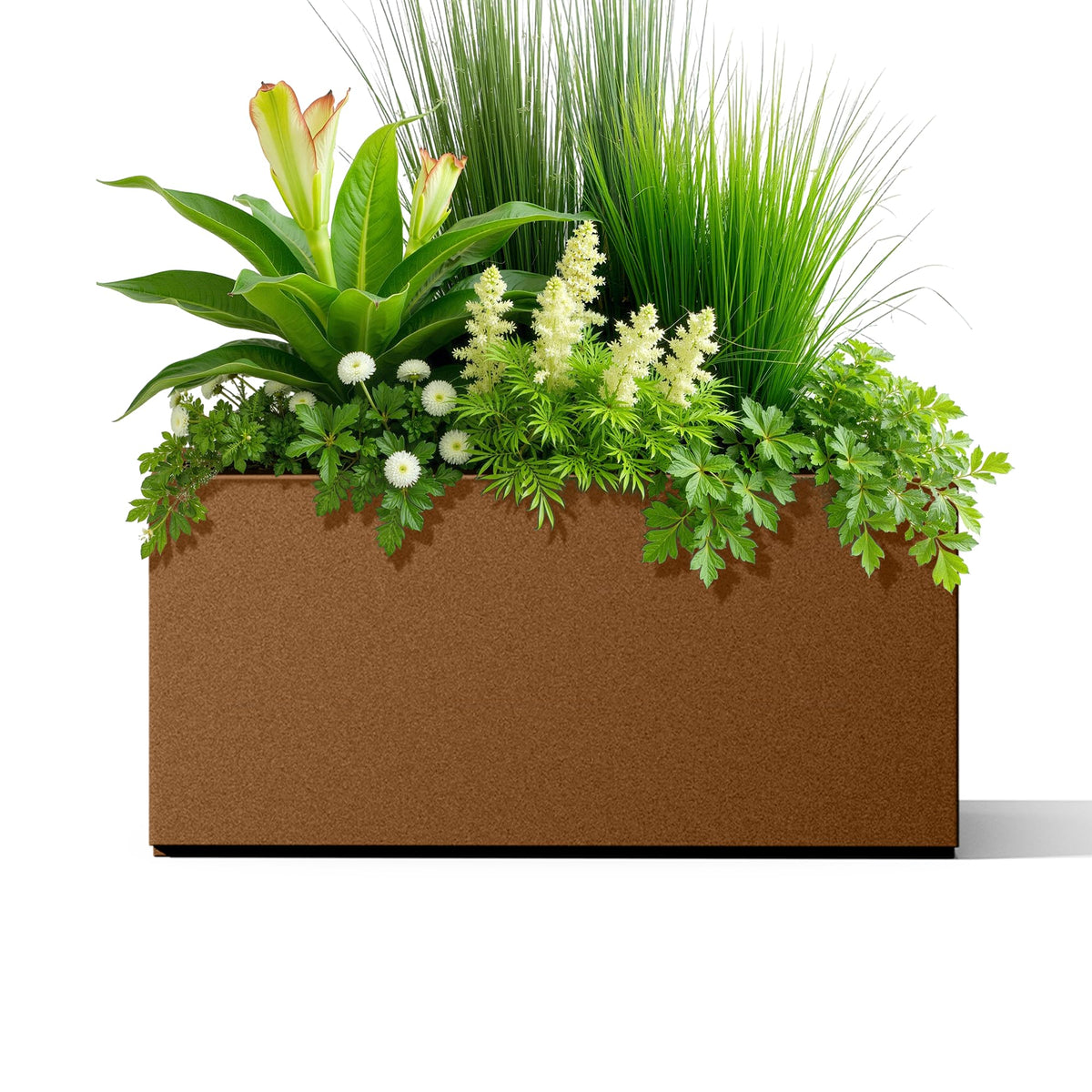 Tall Metal Planter, 10" W×16.3" H Large Rectangular Planter Box for Outdoor or Indoor, All-Weather Durable Plant Box with Drainage Holes & Removable Shelf for Patio, Porch, Garden, Trees, Flowers