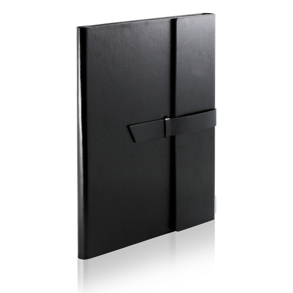 Gallaway Leather Padfolio Portfolio Folder – Slim Portfolio Folio Organizer Holder for Letter Legal A4 Note Pads Notebooks for Men Women Refillable Business Leather Portfolio Binder, Black