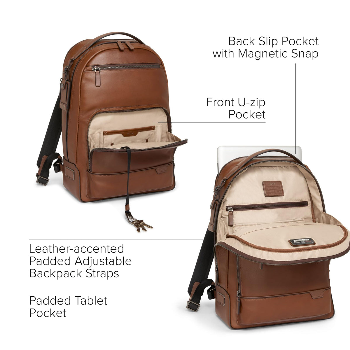 TUMI Harrison Warren Backpack - 15-Inch Laptop Backpack - Stylish Women's & Men's Backpack for Travel & Business - Cognac Leather