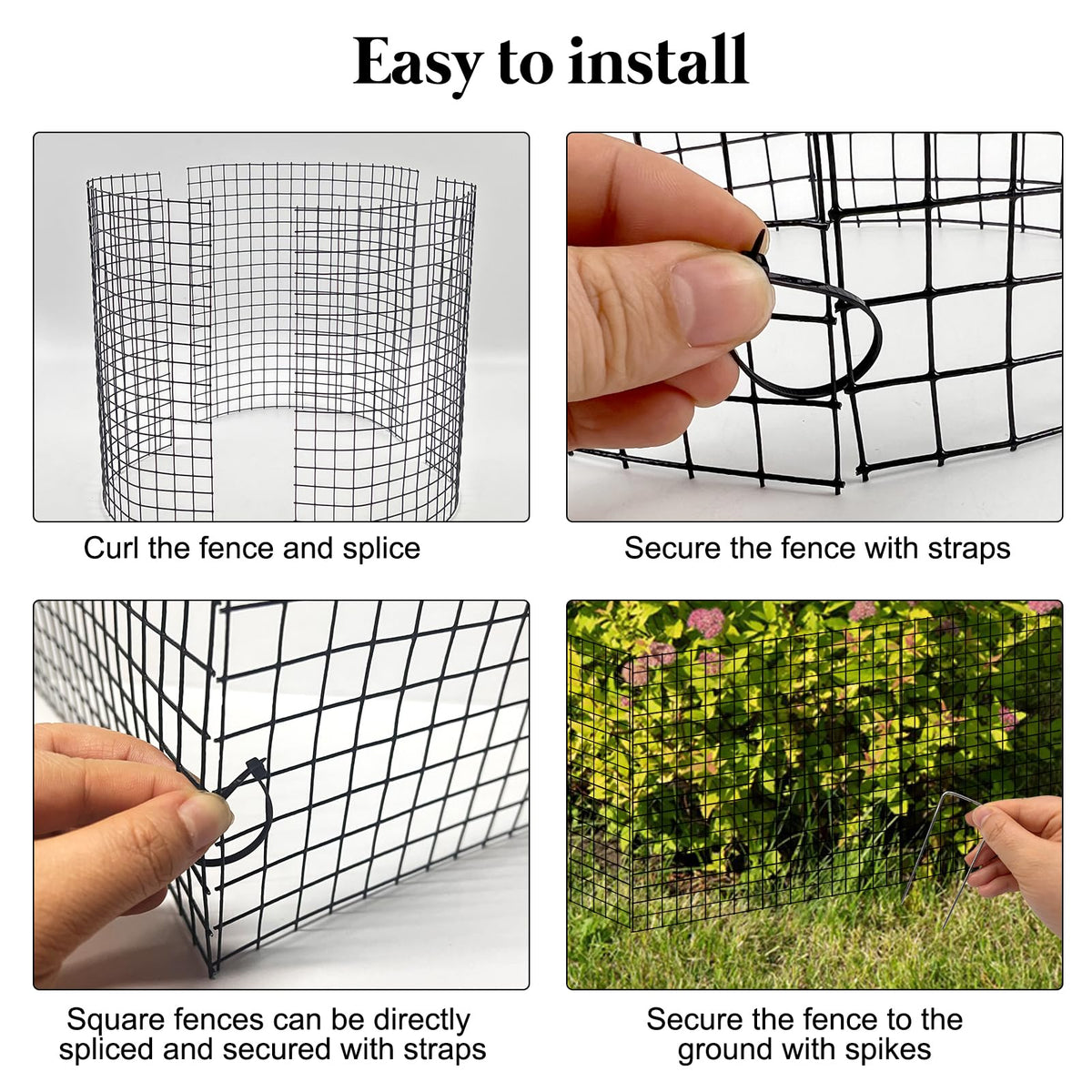 8 Pack 24'' x 12'' Large Wire Plant Protector from Animals, Metal Plant Wire Cage Chicken Wire Cloche with Ground Stakes , Labels and Nylon Tie to Keep Animals Out, Garden Protection Bunny Barricade