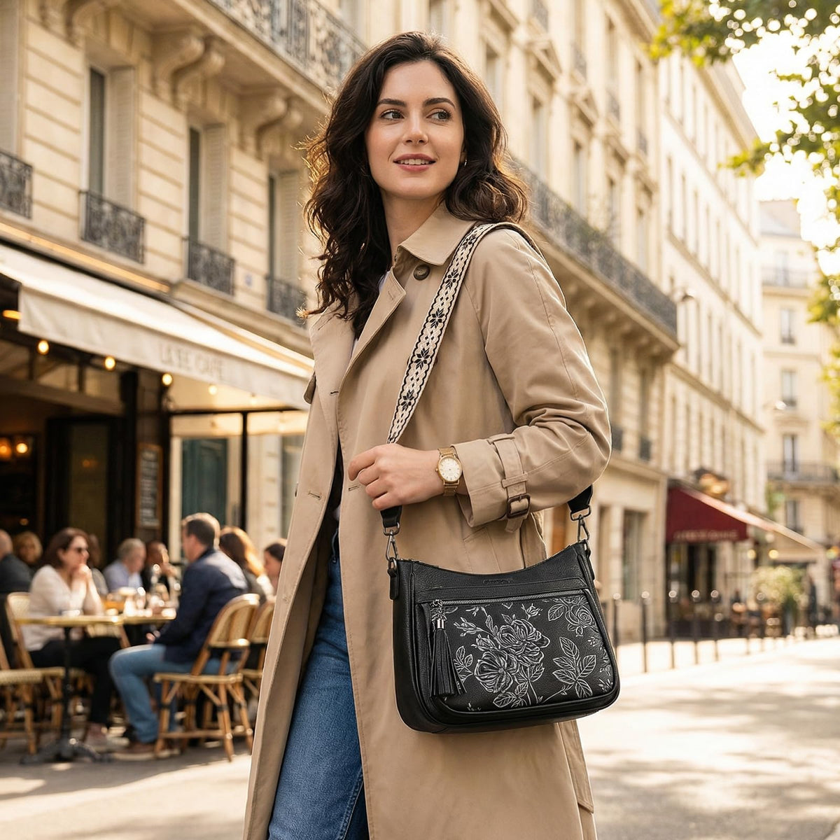 Crossbody Bags for Women, Purple Vegan Leather Medium Crossbody Purse, Spacious Daily Travel Shoulder Bag with Boho Strap