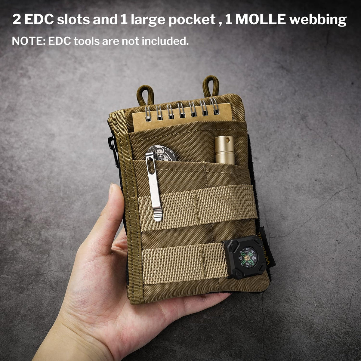 VIPERADE VE18 EDC Pouch, Pocket Organizer for Men, EDC Pocket Organizer, 3 Slots with 2 Zipper Pockets, Multitool Pouch