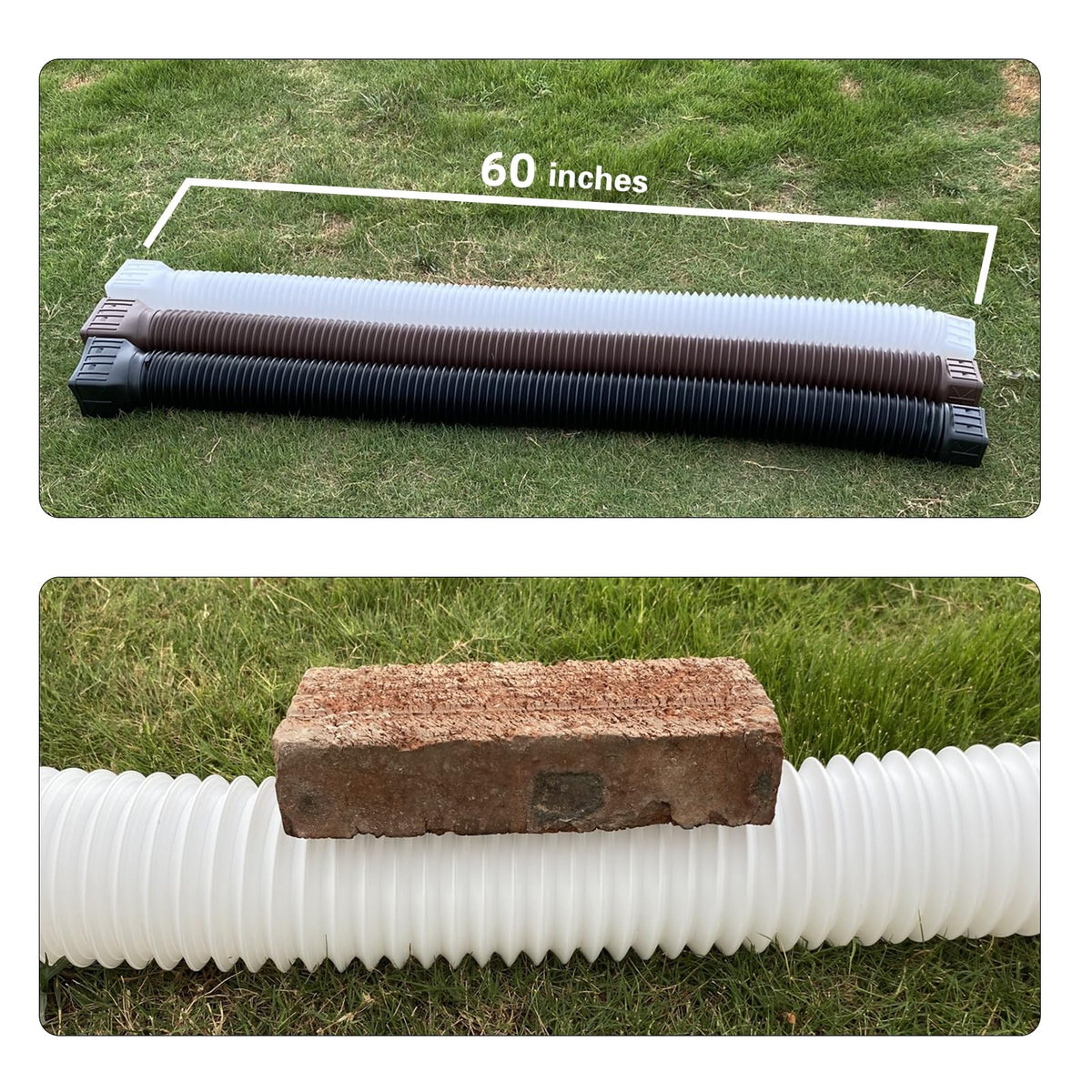 2 Pack Flexible Rain Gutter Downspout Extensions,Drain Downspout Extender,Gutter Extension Flexible,Down Spout Drain Extension Pipes,Extendable from 21 to 60 Inches (White)