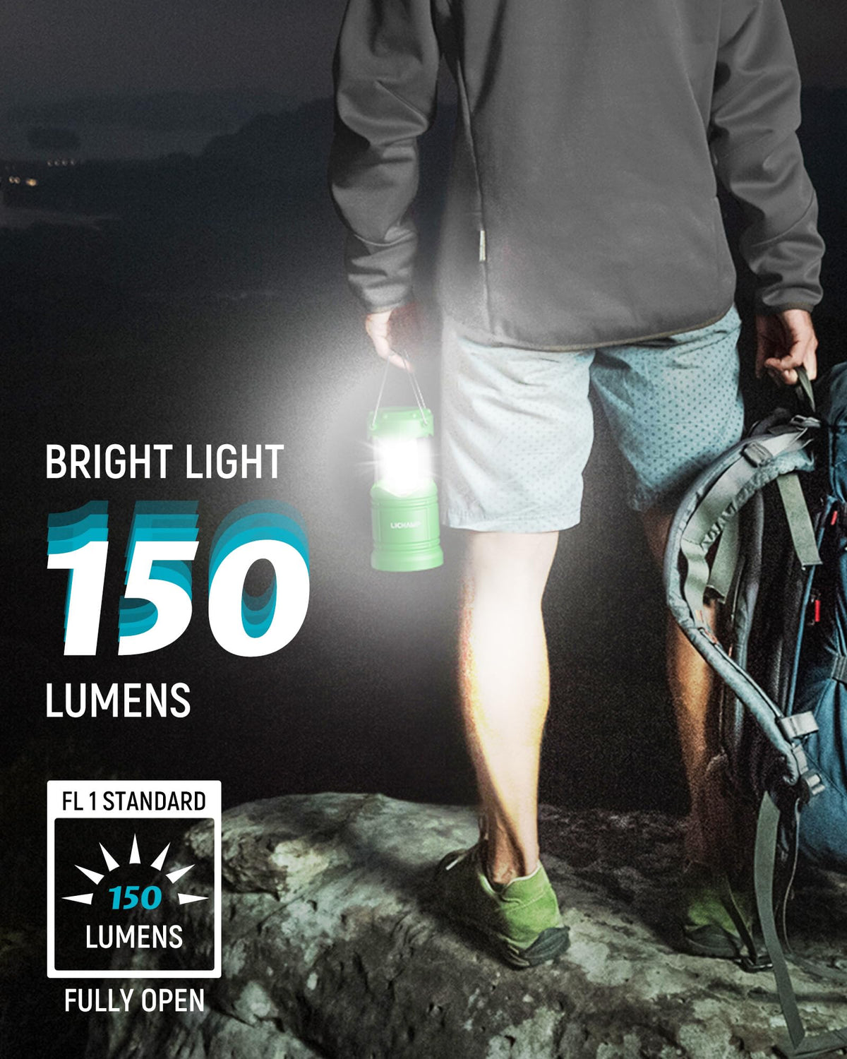 Lichamp LED Camping Lanterns 4 Pack, Battery Powered, Collapsible, Medium Size, Green, Model A4DG