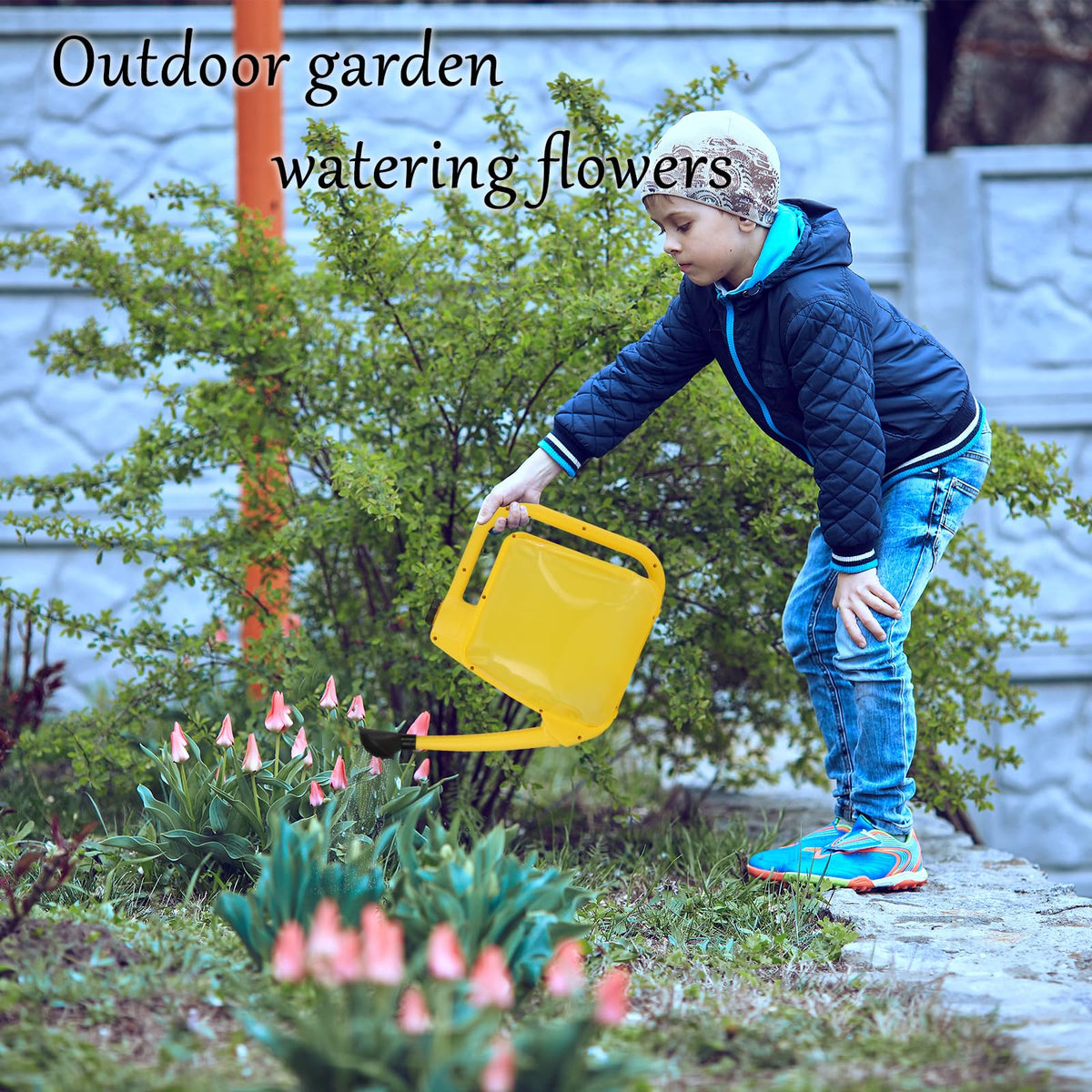 YOPIWI Watering Can 1.6Gal Transparent Plastic with Comfort Grip Handle for Indoor & Outdoor Plants (Yellow)
