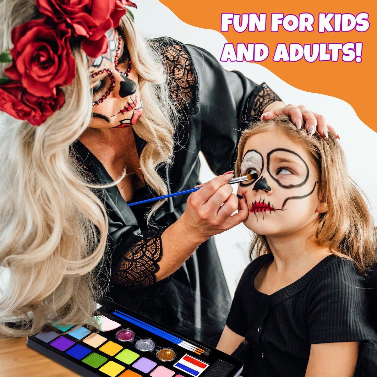 Drawdart Face Painting Kit for Kids - 20 Colors Water Based Non-Toxic Paint With Stencils & Brushes - Professional Body Makeup Kit for Parties, Birthdays, Halloween